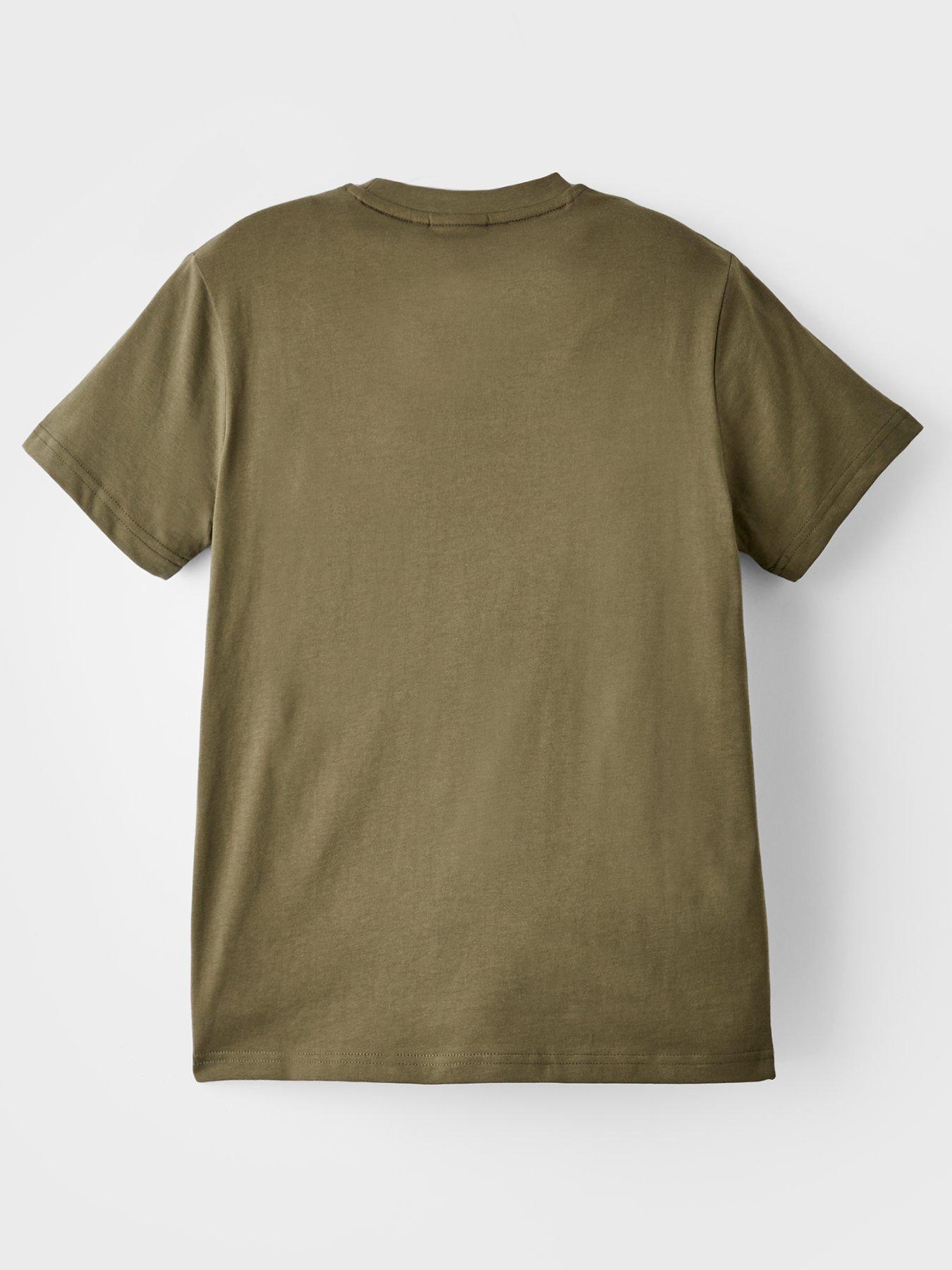 back image of hugo-boys-logo-t-shirt-khaki