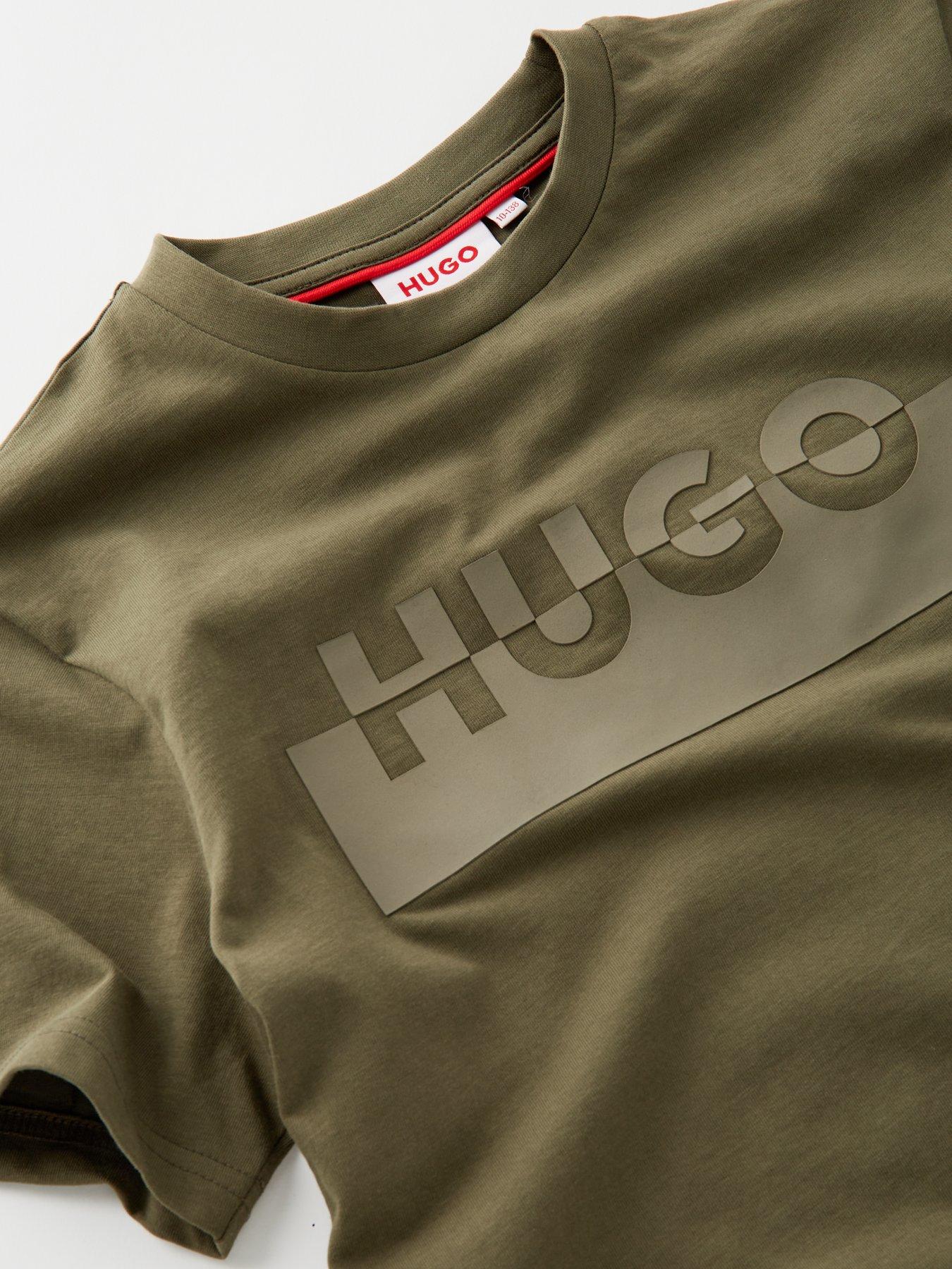  image of hugo-boys-logo-t-shirt-khaki
