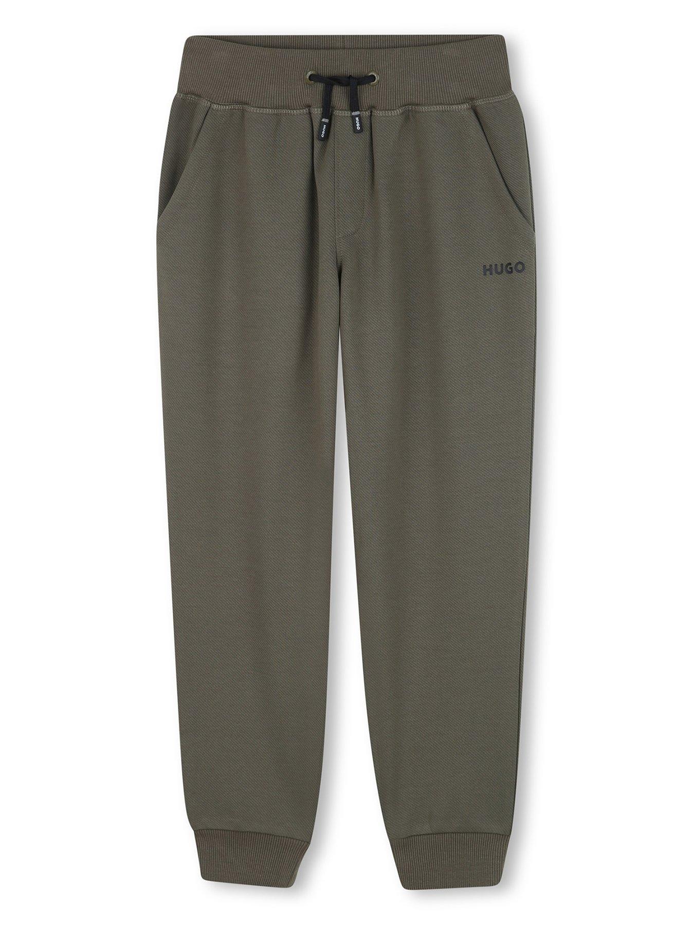  image of hugo-boys-logo-sweat-pants-khaki