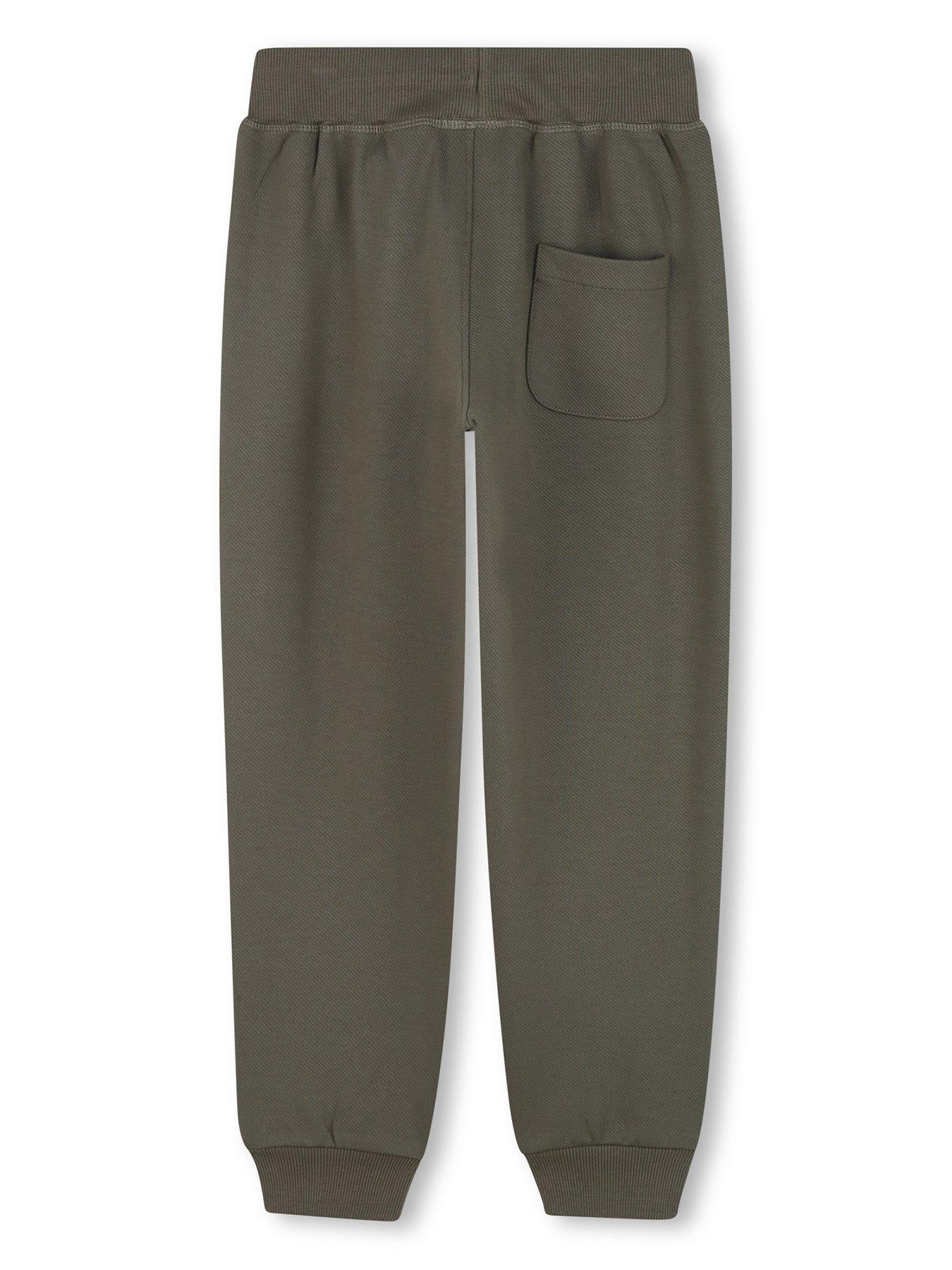 back image of hugo-boys-logo-sweat-pants-khaki