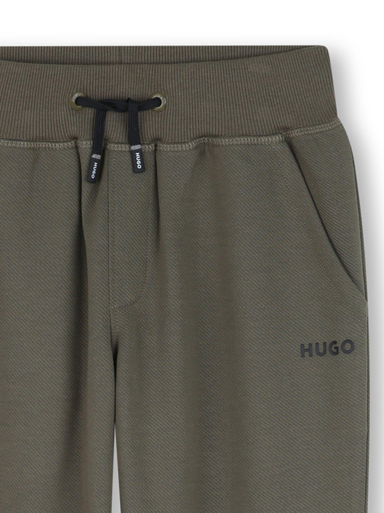  image of hugo-boys-logo-sweat-pants-khaki