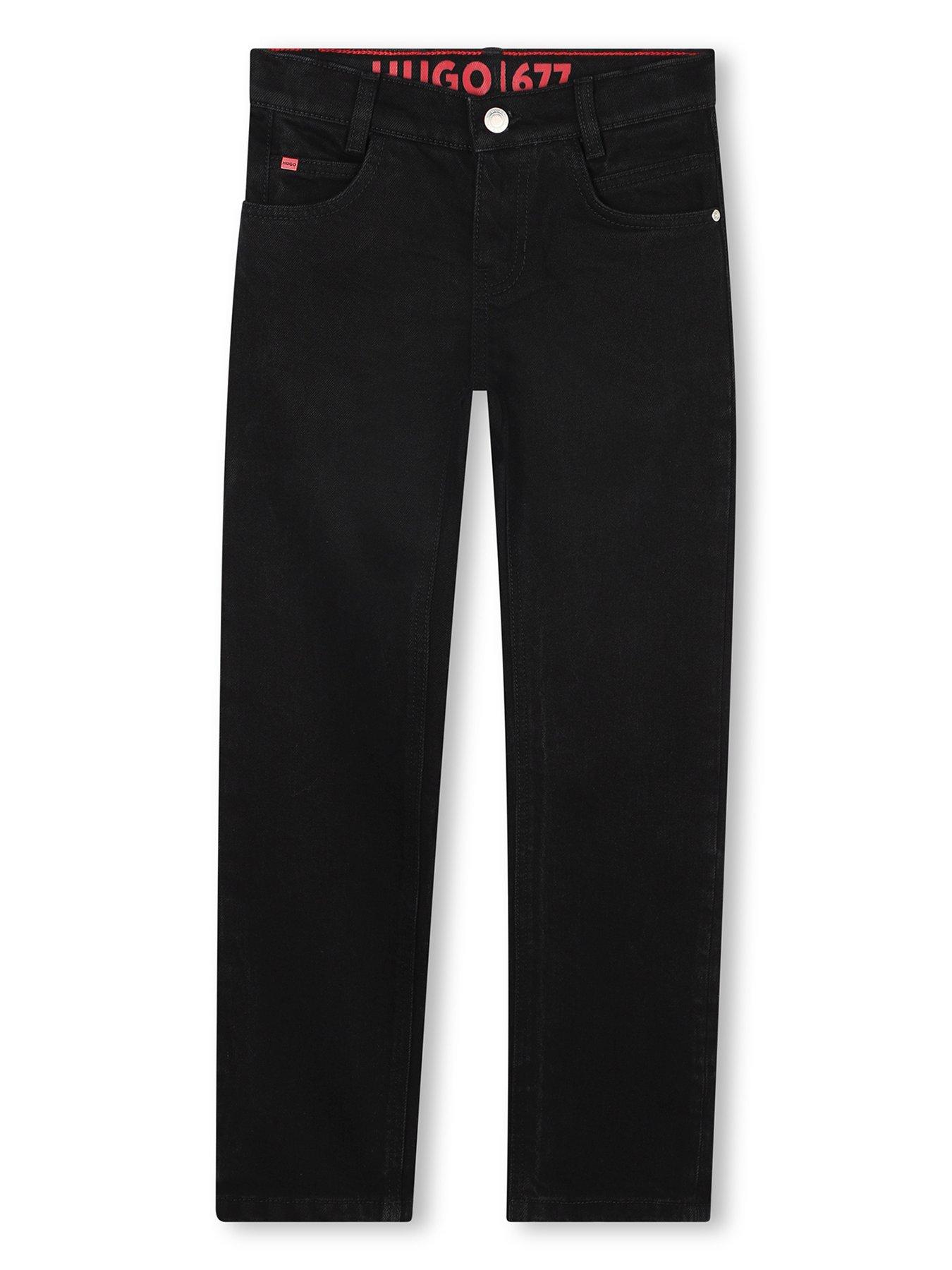  image of hugo-boys-regular-fit-jeans-black