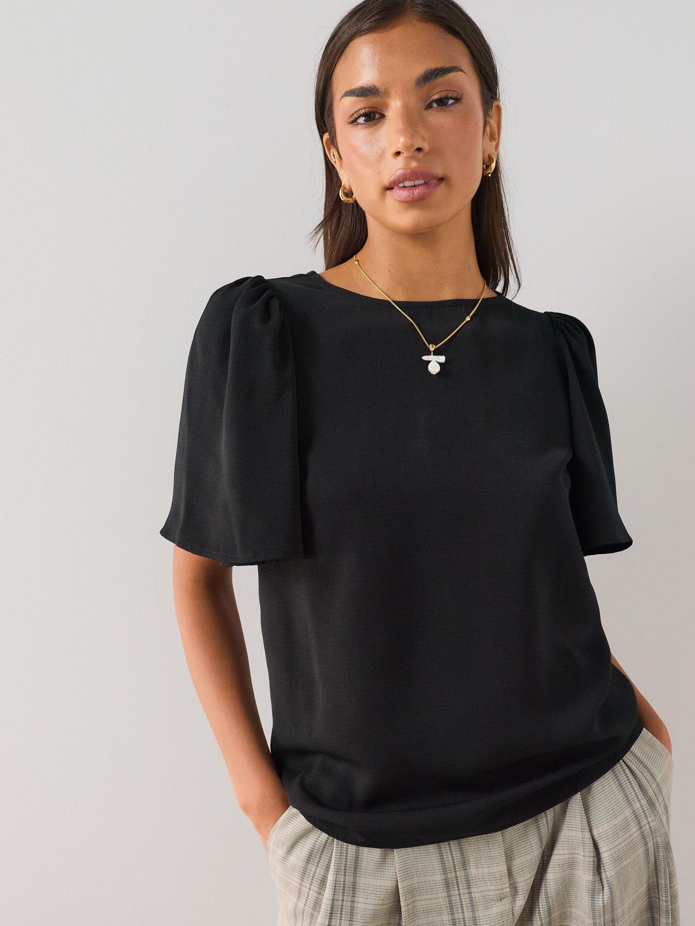 Image 5 of 7 of The Very Collection Tiered Sleeve Blouse - Black