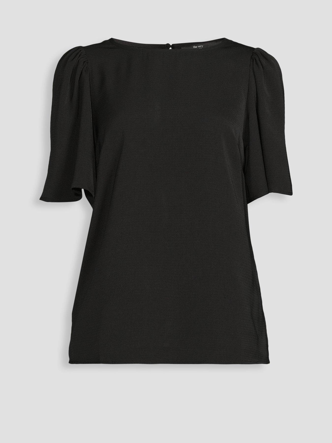 Image 7 of 7 of The Very Collection Tiered Sleeve Blouse - Black