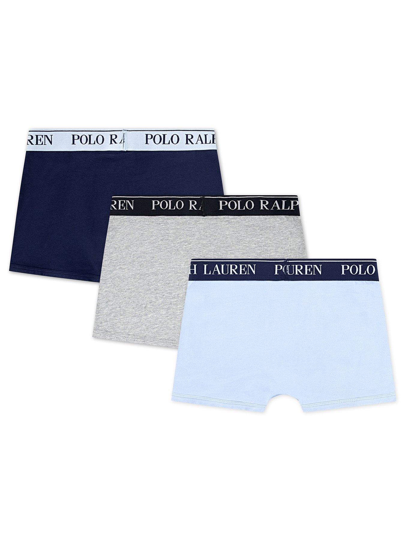 Image 2 of 3 of Polo Ralph Lauren Boys 3 Pack Cotton Stretch Logo Boxers - Blue