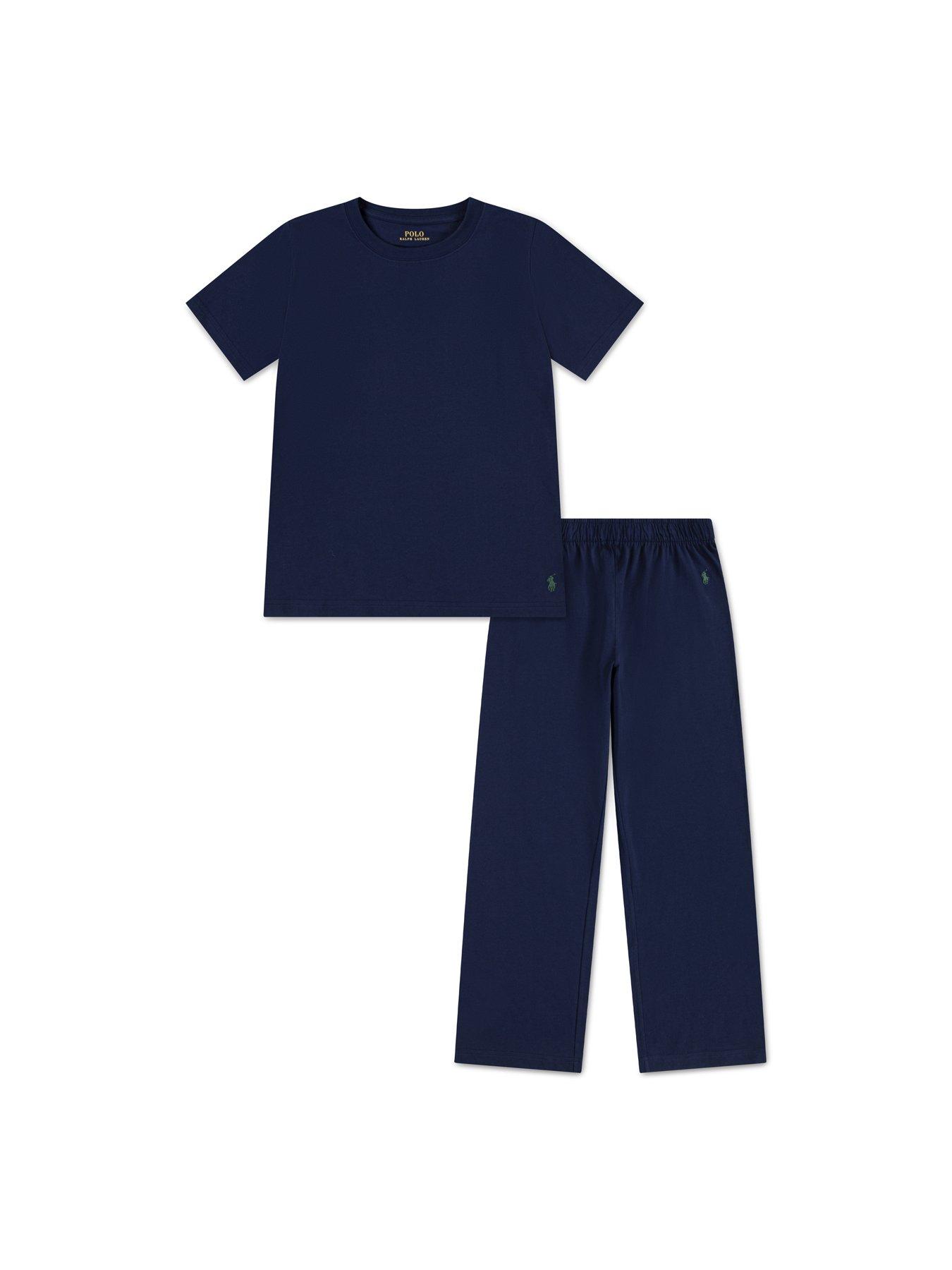 Image 1 of 4 of Polo Ralph Lauren Boys Short Sleeve T-Shirt And Pant Pyjama Set - Navy