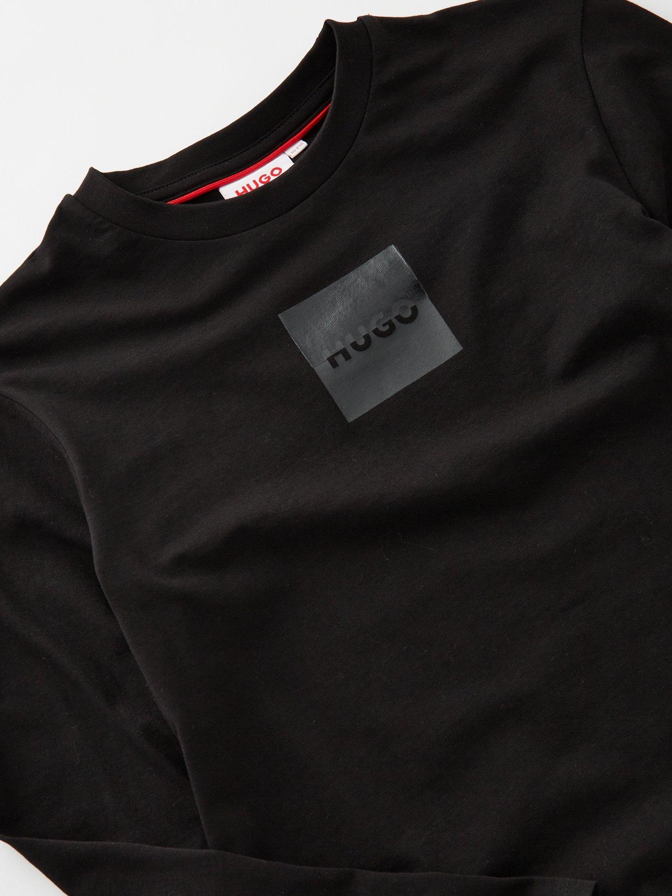  image of hugo-boys-logo-long-sleeve-t-shirt-black