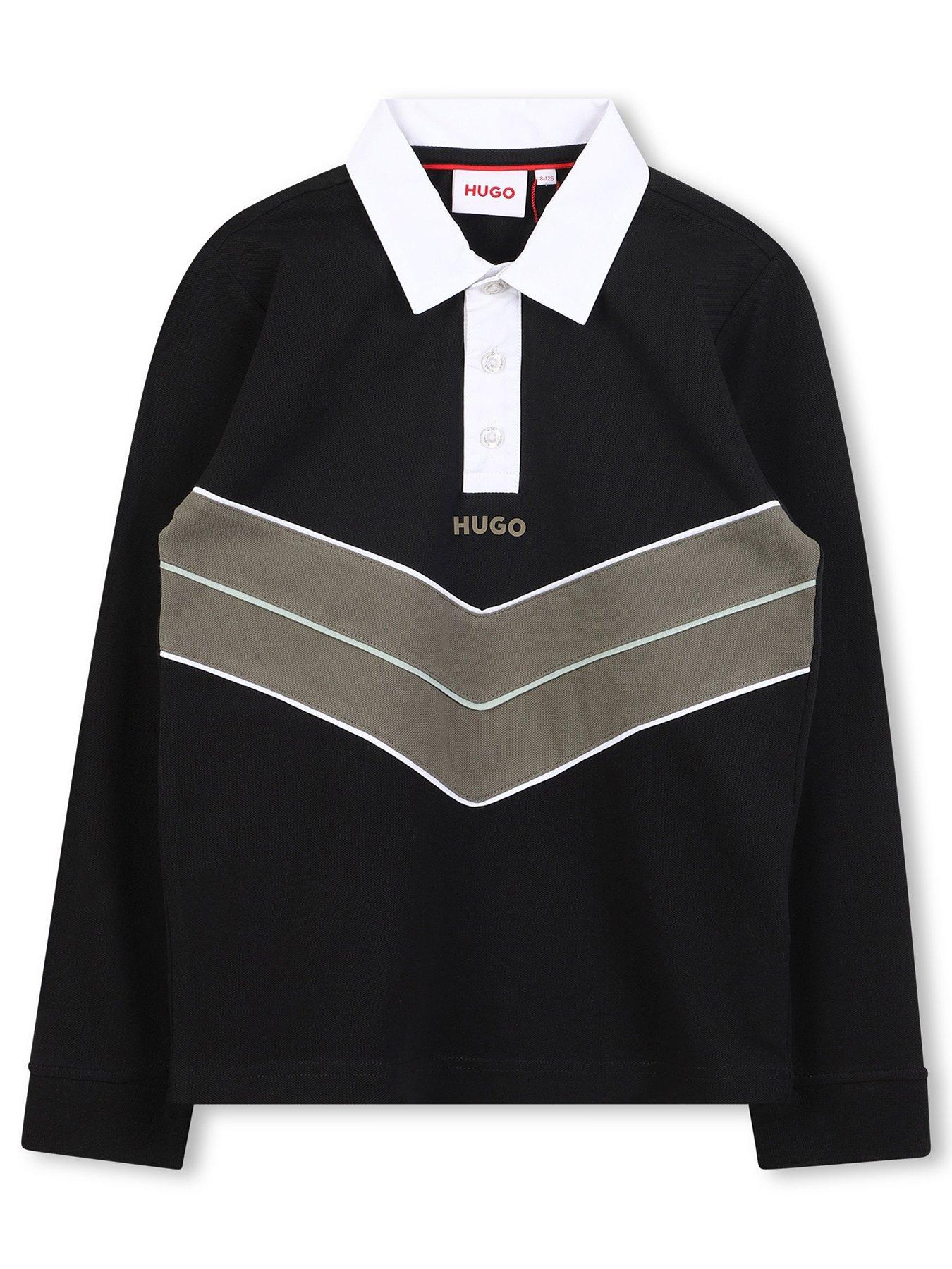 stillFront image of hugo-boys-long-sleeve-polo-shirt-black