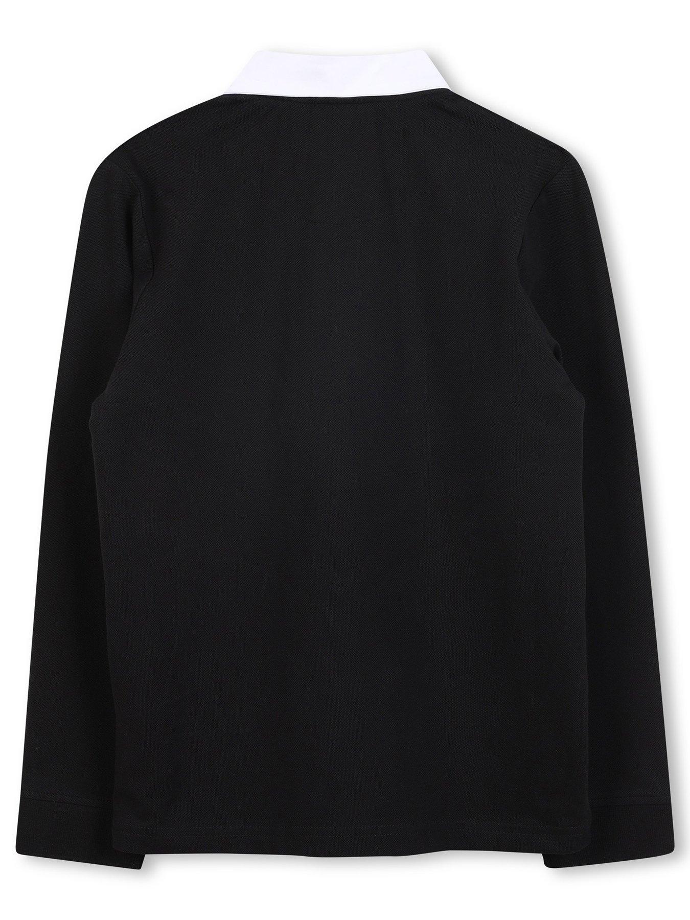  image of hugo-boys-long-sleeve-polo-shirt-black