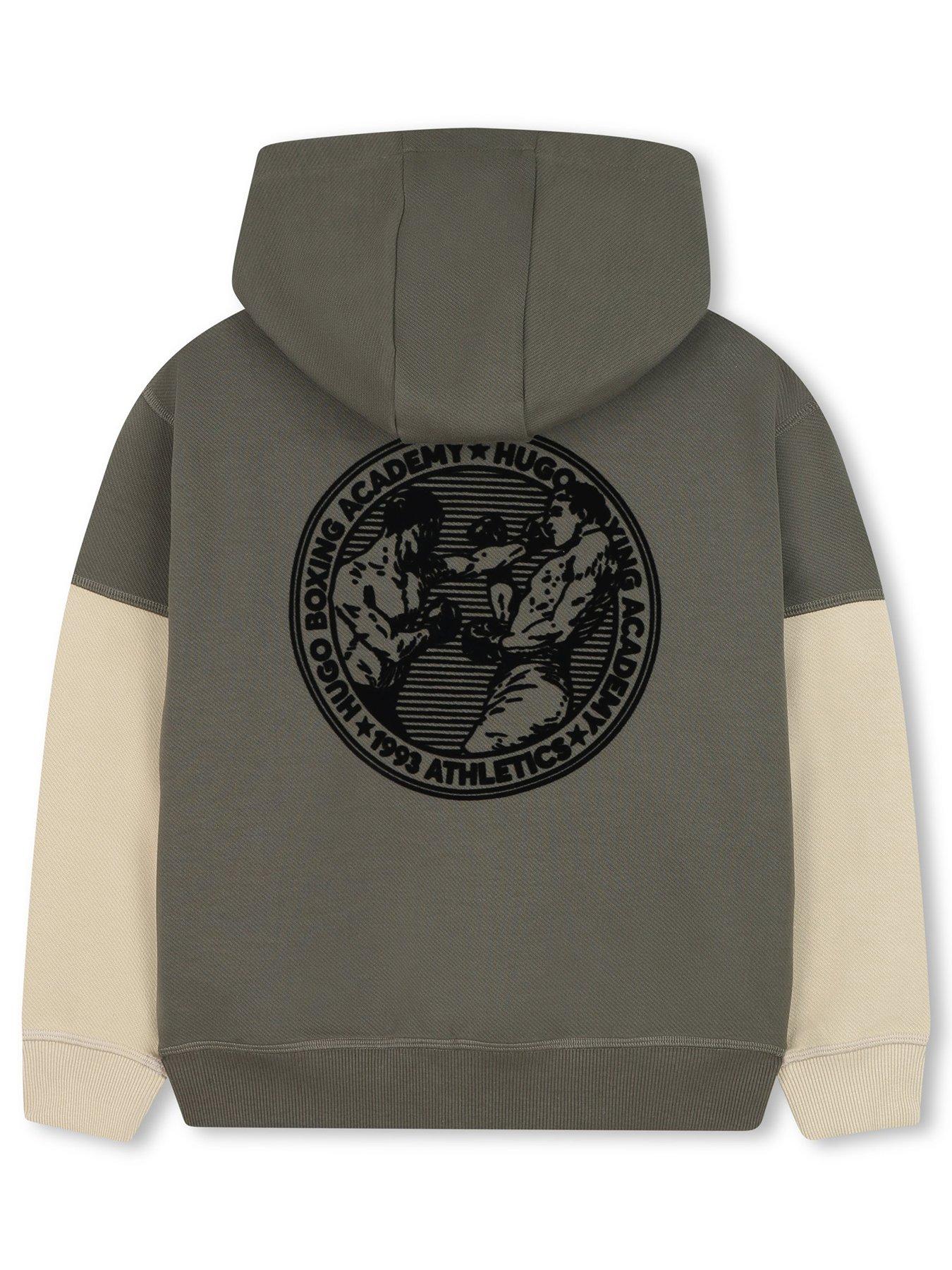  image of hugo-boys-colour-block-zip-through-hoodie-multi