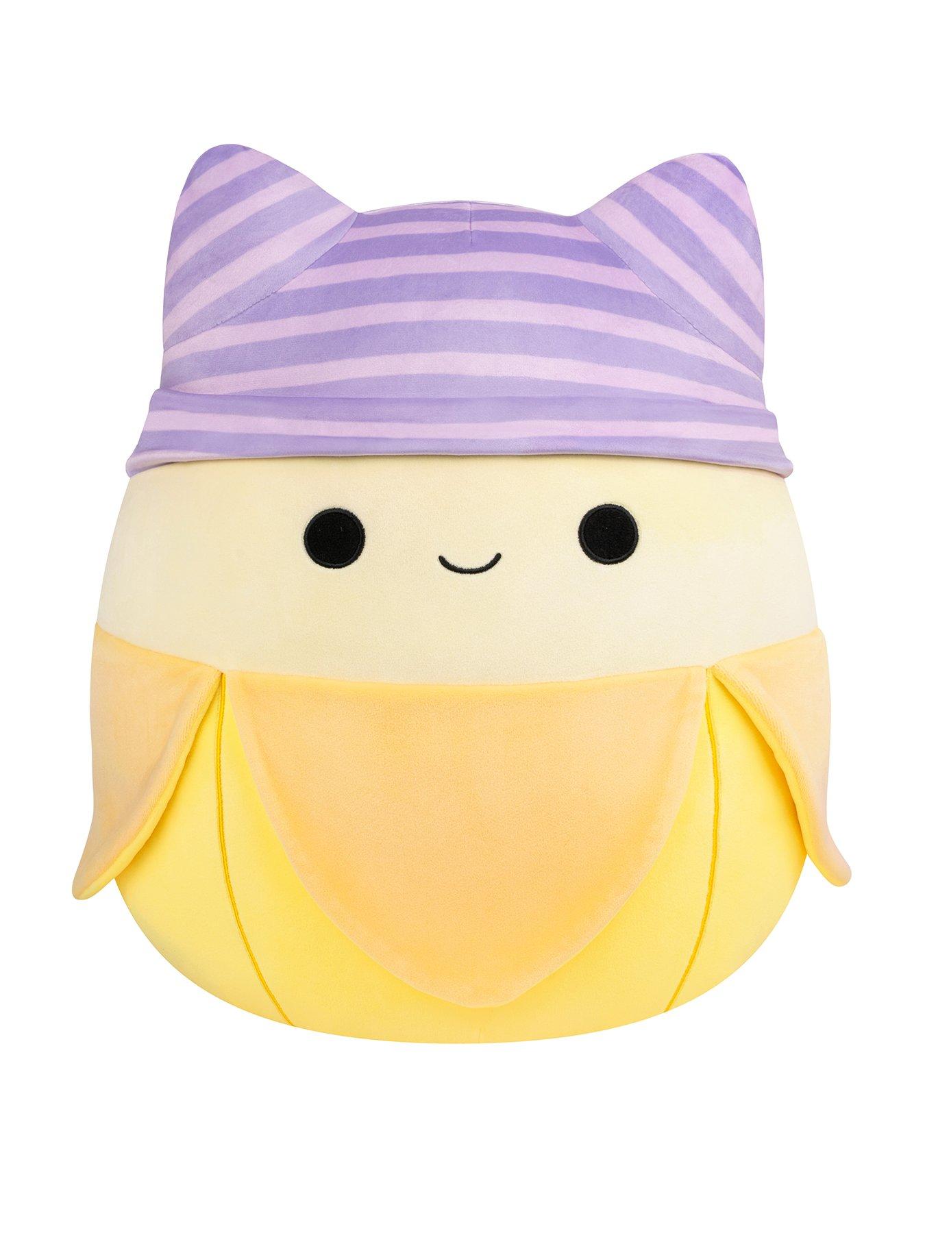Squishmallows SQCR Large Plush (16" Squishmallows) (Junie - Yellow Banana W/Purple Striped Cat Beanie)