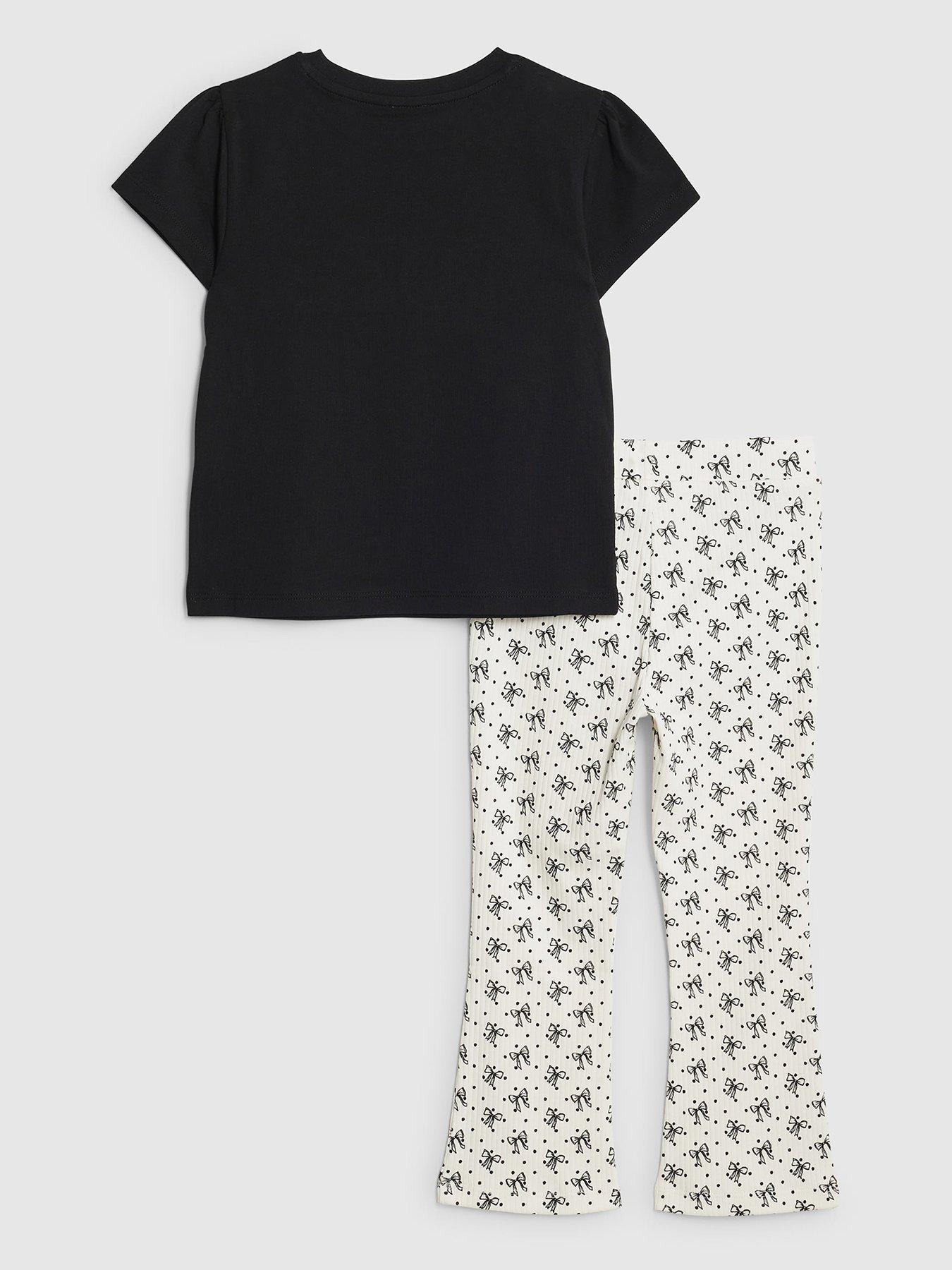  image of river-island-mini-girls-cute-t-shirt-leggings-set-black