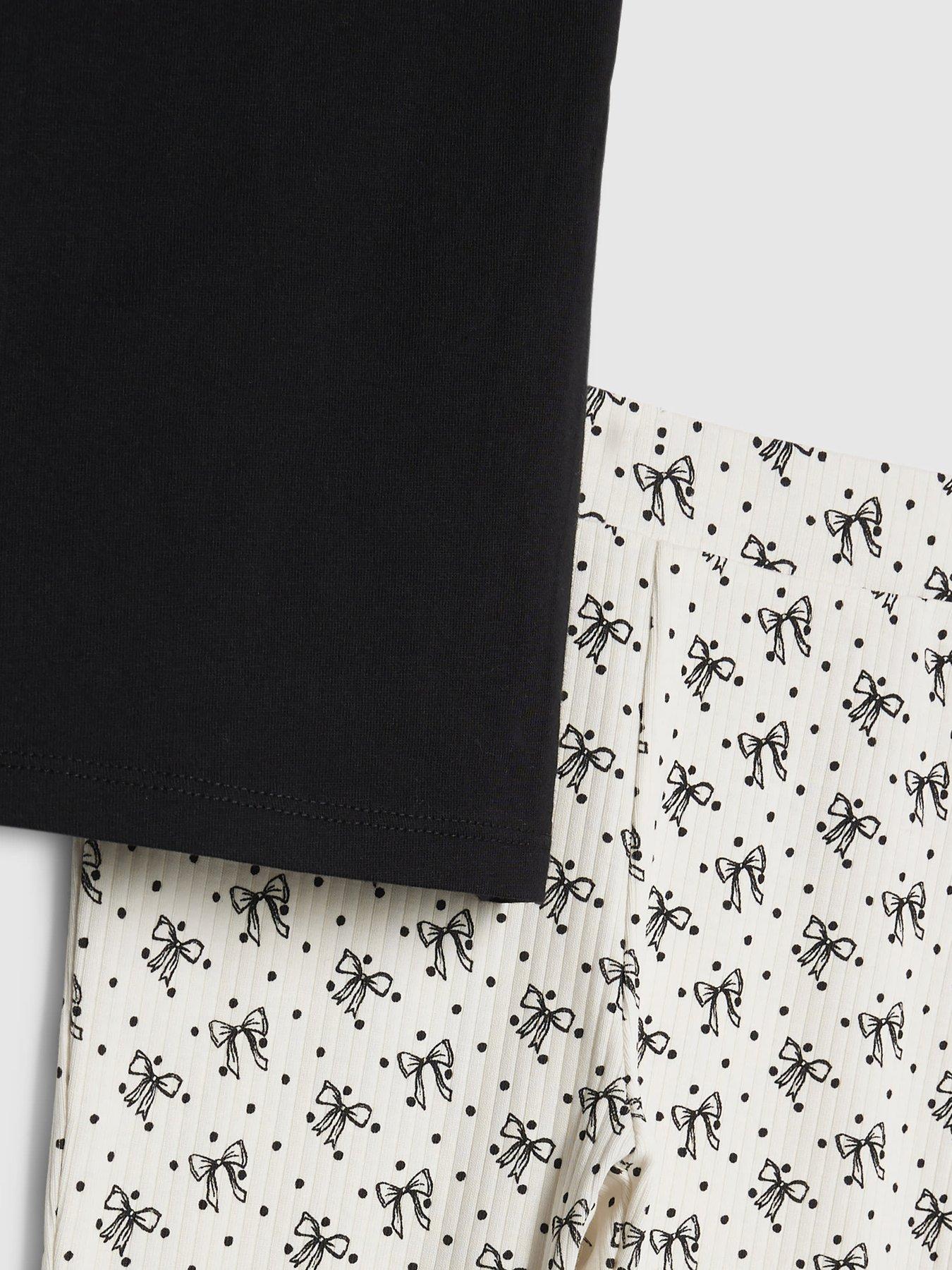  image of river-island-mini-girls-cute-t-shirt-leggings-set-black