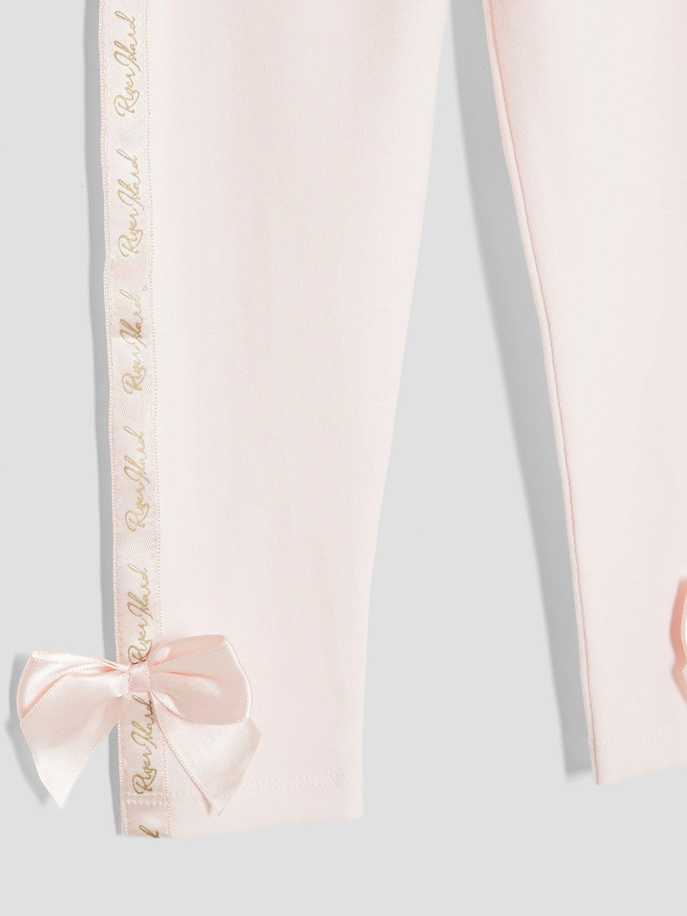  image of river-island-mini-girls-bow-t-shirt-and-leggings-set-pink