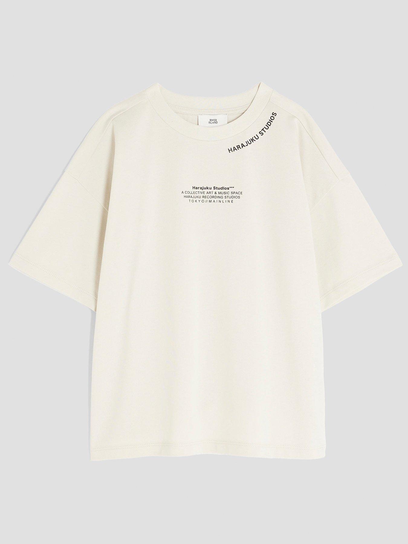 Image 2 of 4 of River Island Older Boys Harajuku Studios Backprint T-shirt - Beige