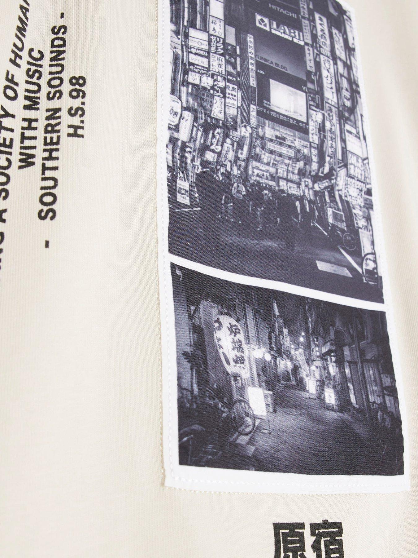 Image 3 of 4 of River Island Older Boys Harajuku Studios Backprint T-shirt - Beige