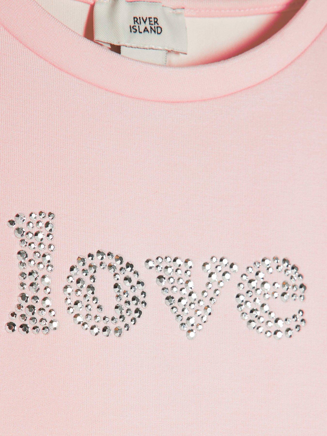 Image 4 of 4 of River Island Older Girls Clean T-Shirt &amp; Jogger Set