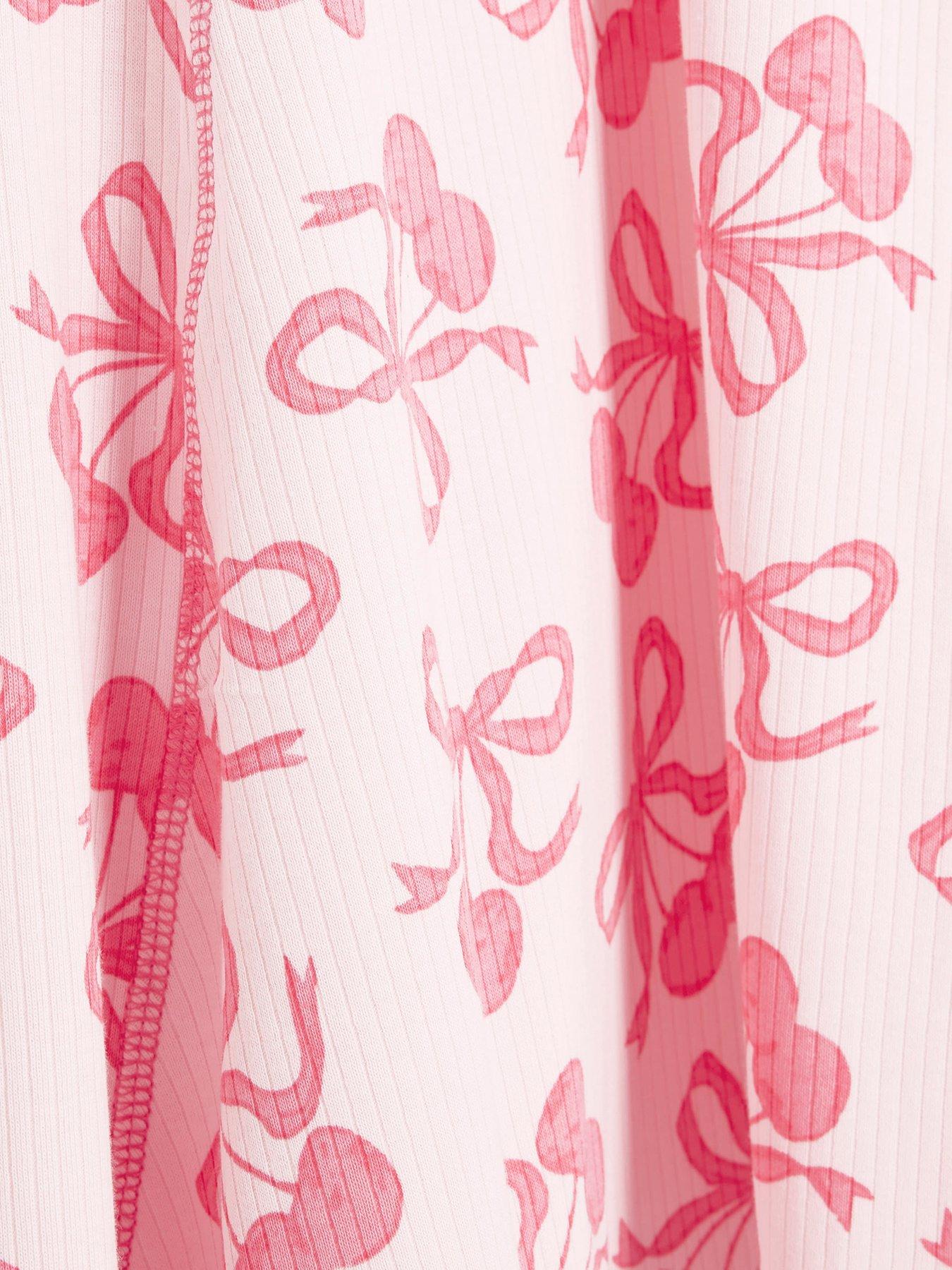  image of river-island-older-girls-ribbed-cherry-bow-dress-pink