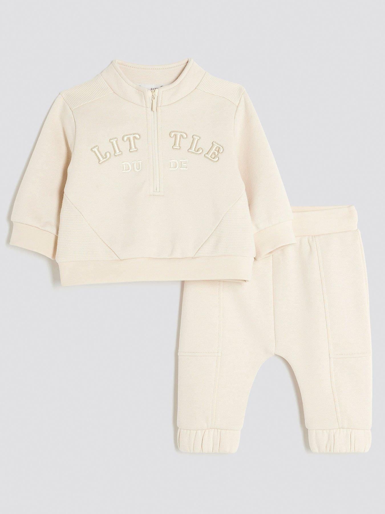 undefined Baby Boys Little Dude Hoodie Set - Cream