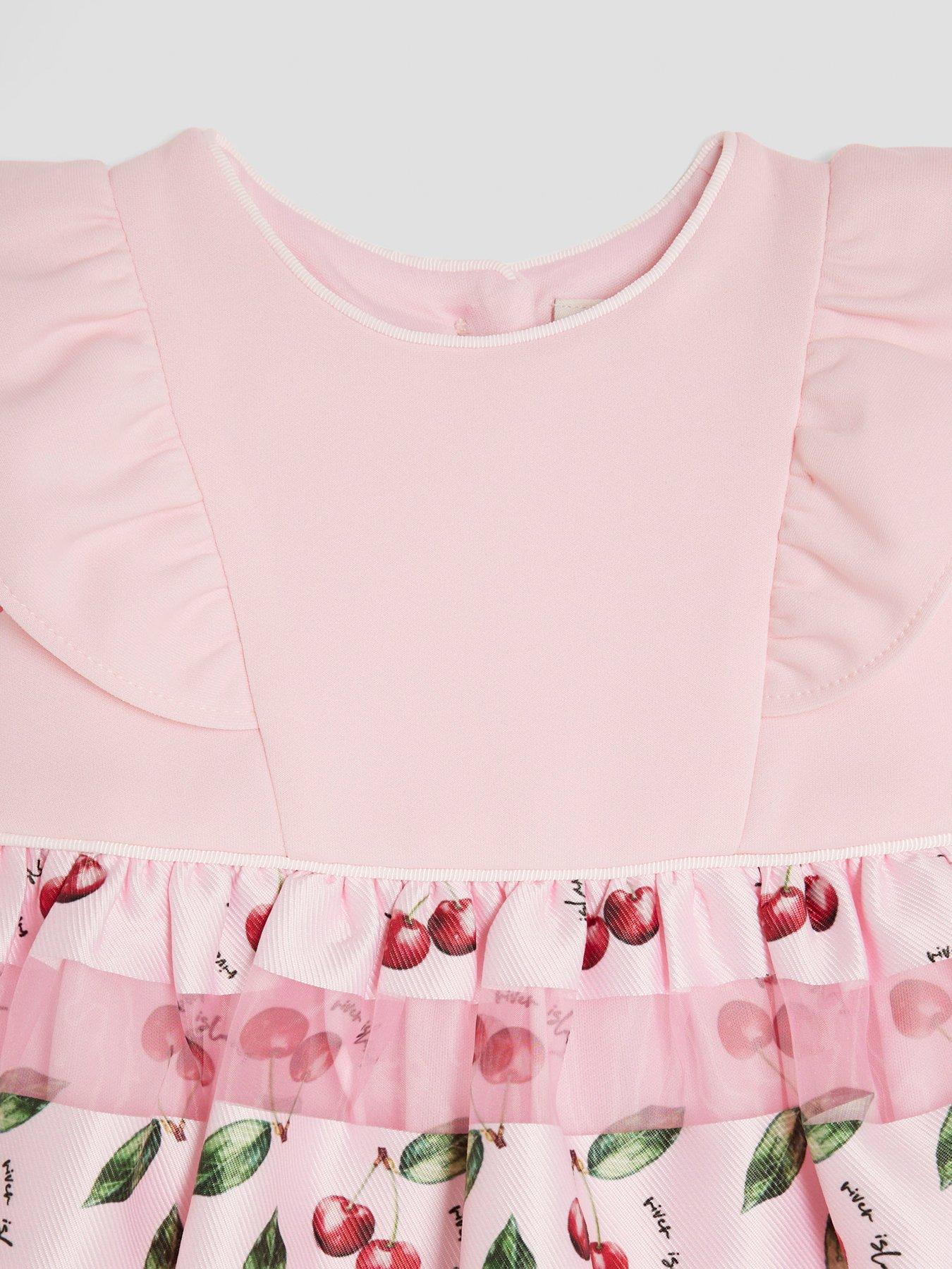 River Island Baby Girls Cherry Occasion Dress - Pink | Littlewoods
