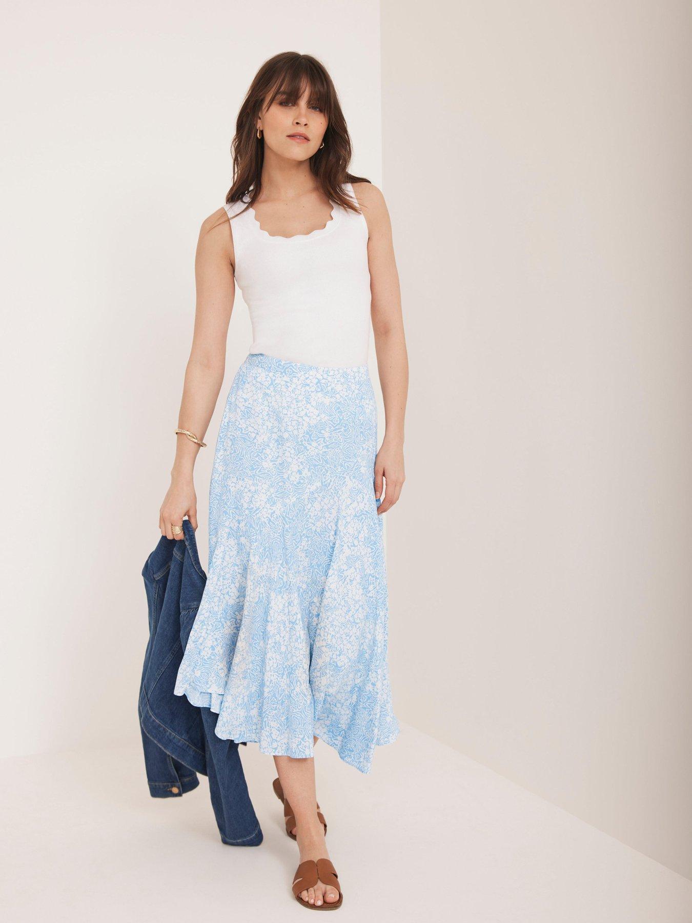 undefined Floral Print Skirt - Blue