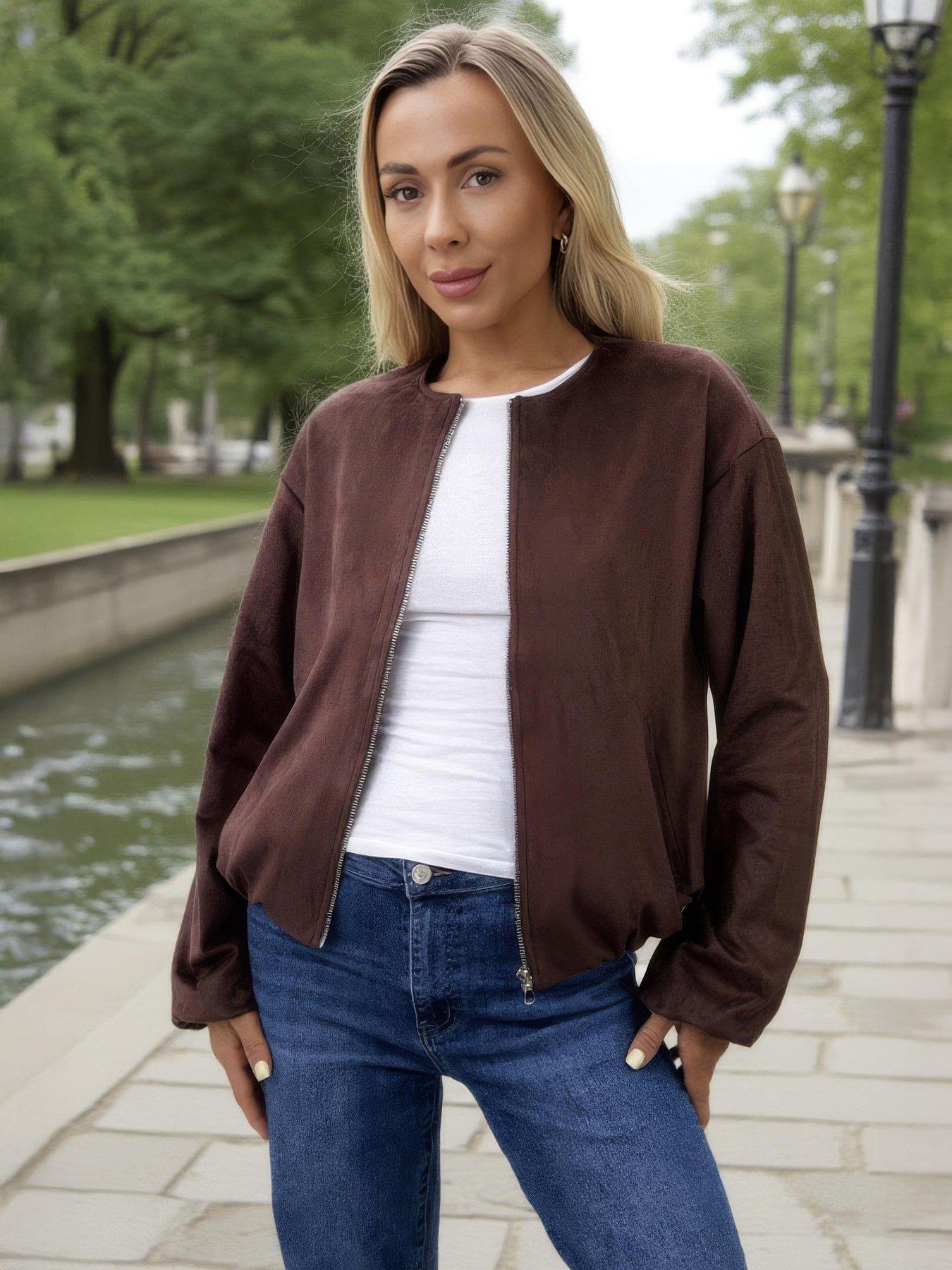 AX Paris Chocolate Blouson Jacket - Brown | Littlewoods