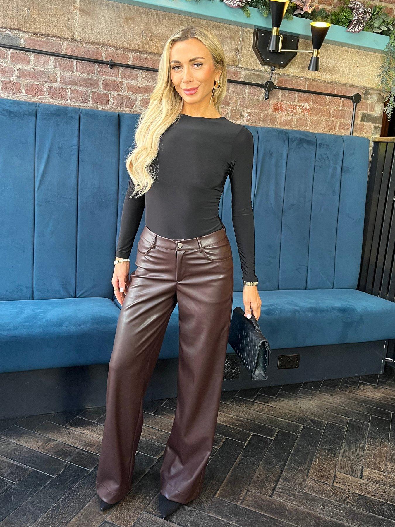 undefined Chocolate Pu Trouser