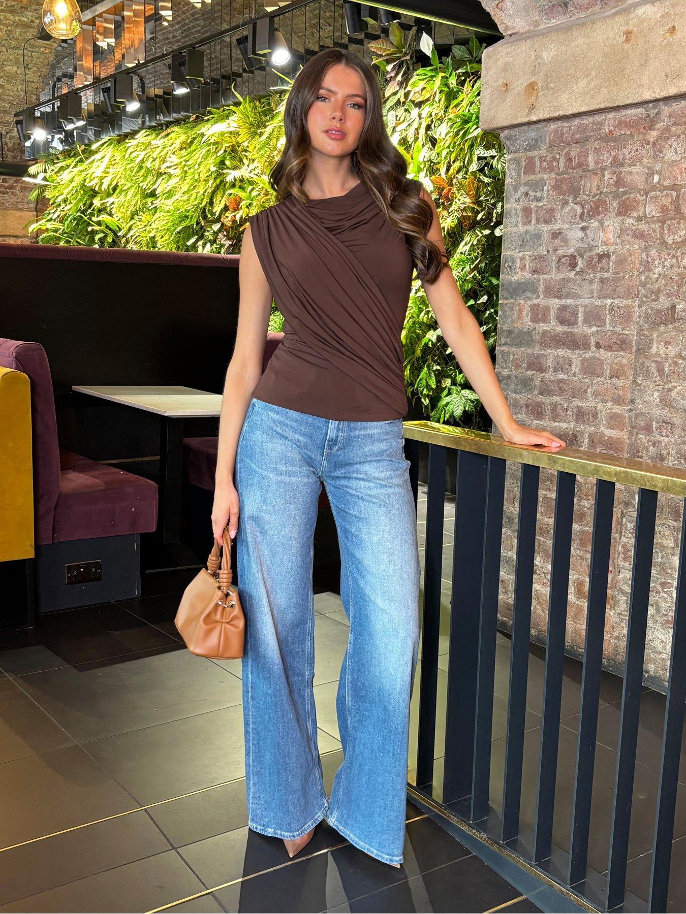 undefined Chocolate Draped Front Top - Brown