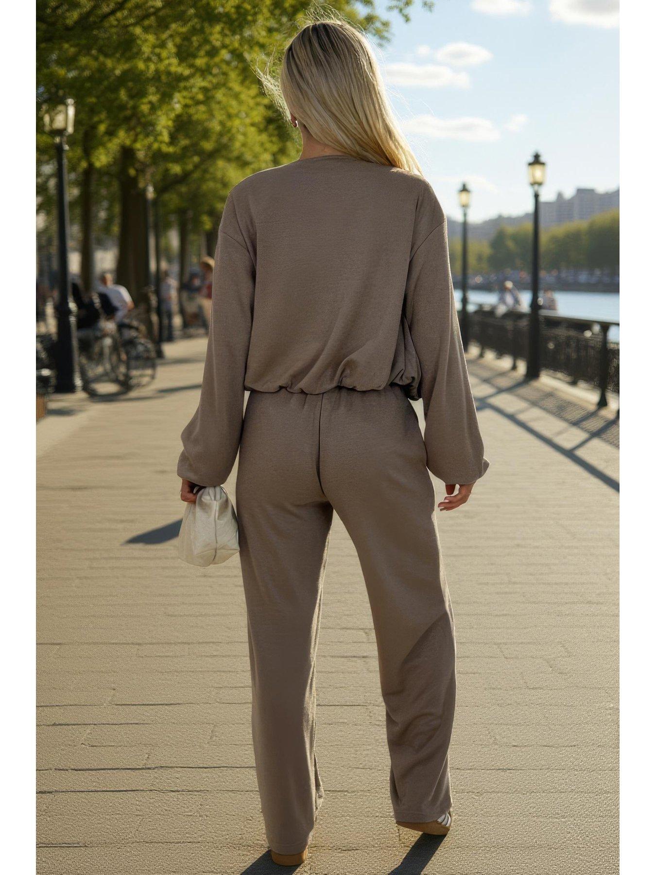 Image 4 of 4 of AX Paris Wide Leg Jogger - Mocha
