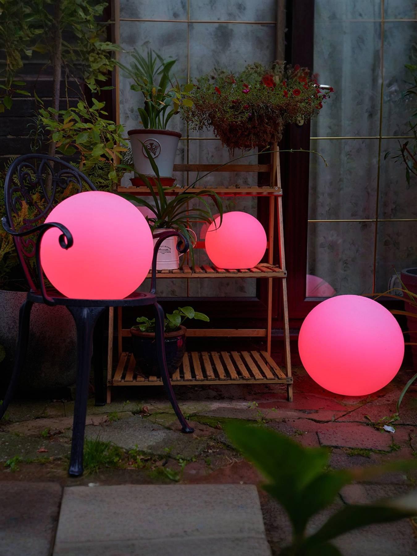 Image 1 of 3 of ValueLights Toka Pair of Colour Changing Rechargeable Ball Lights with Remote Control