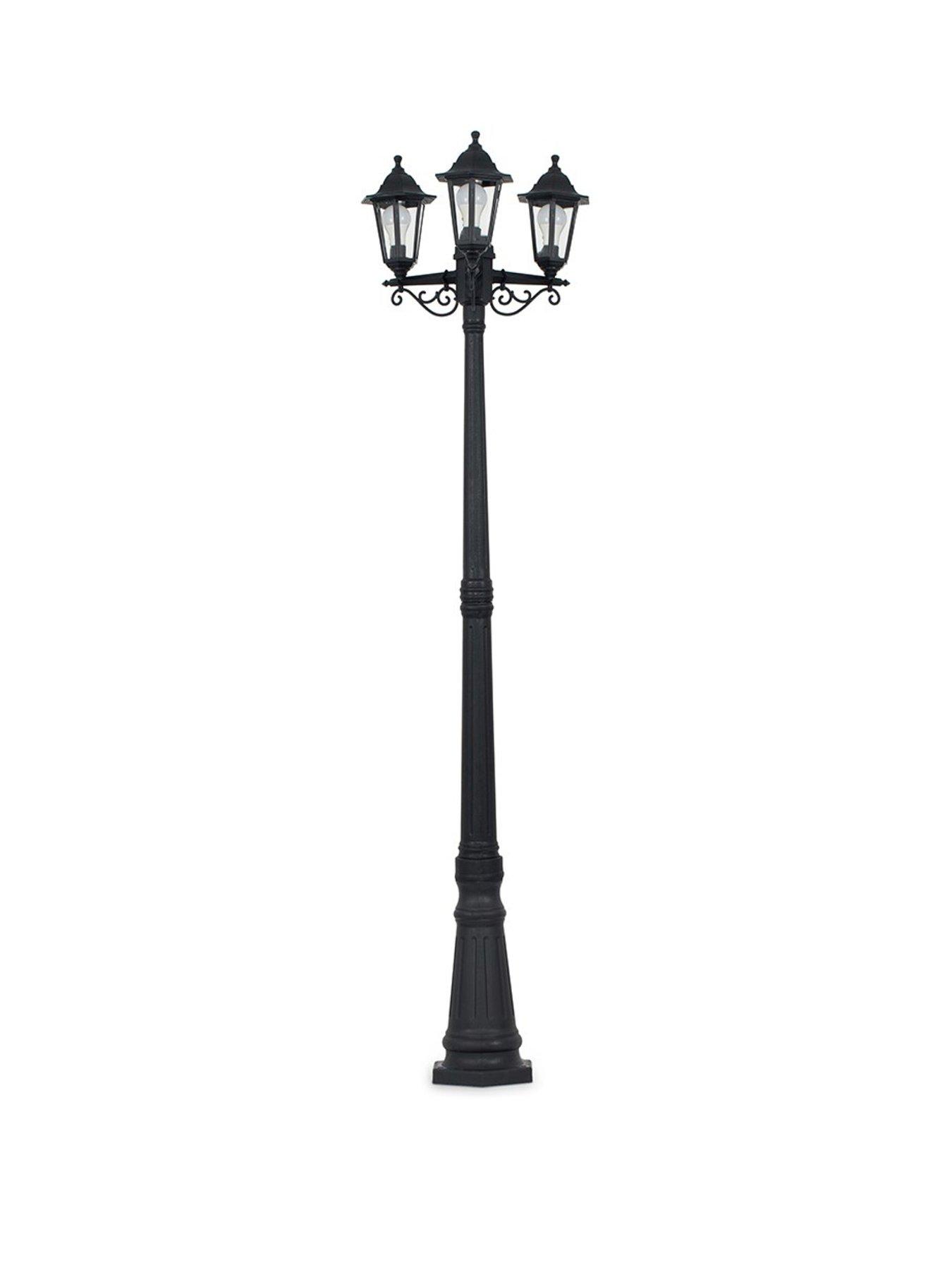 Image 2 of 7 of ValueLights Mayfair Black IP44 3 Way Plastic Outdoor Lamp Post