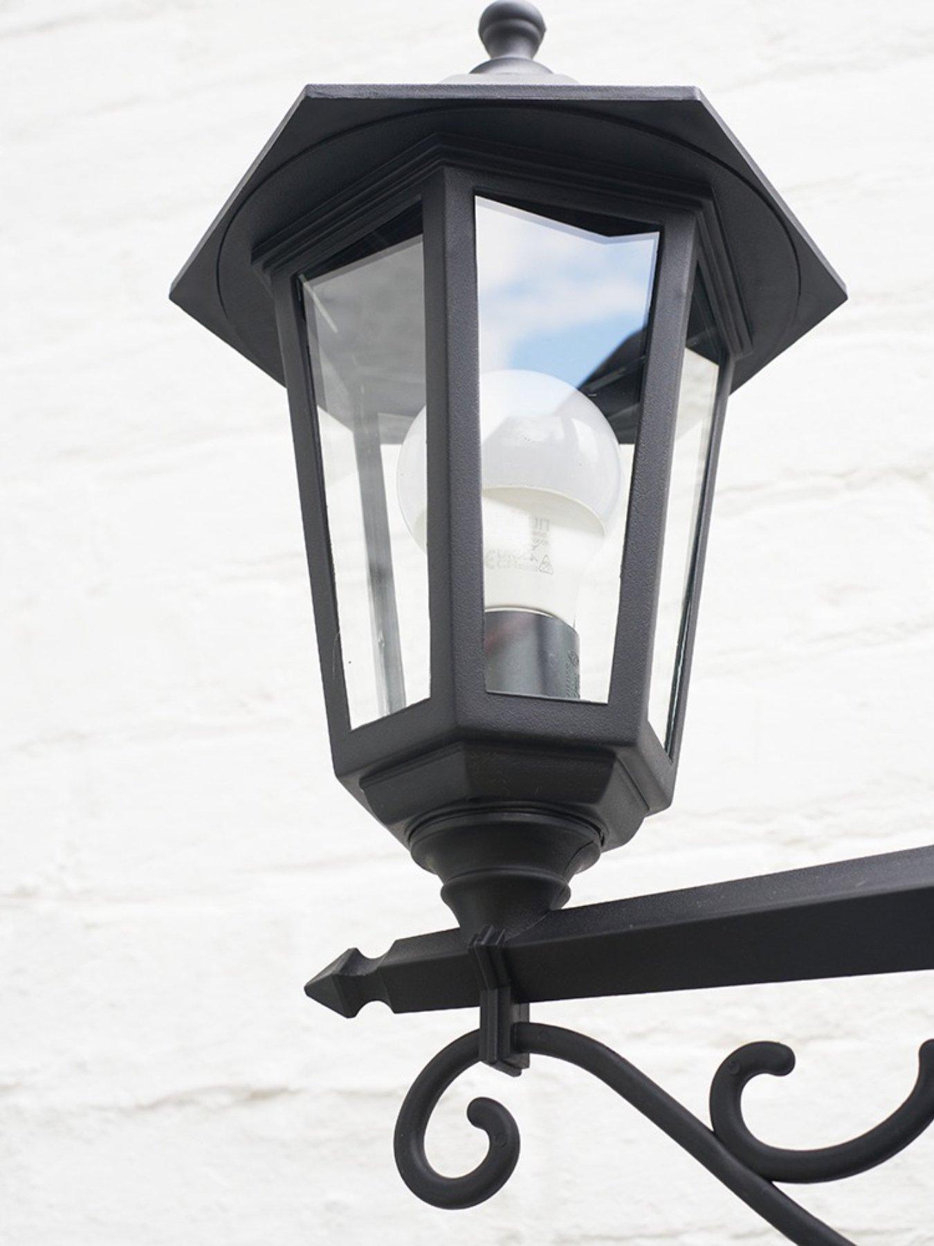 Image 4 of 7 of ValueLights Mayfair Black IP44 3 Way Plastic Outdoor Lamp Post