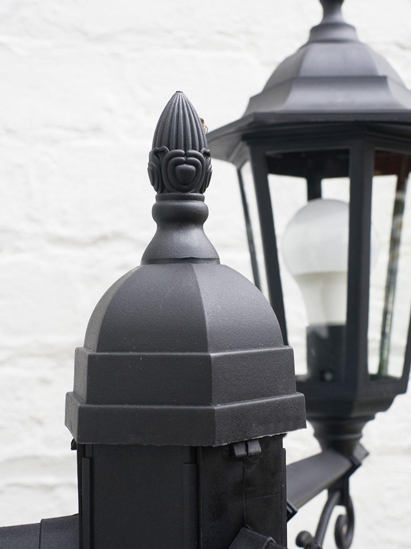 Image 5 of 7 of ValueLights Mayfair Black IP44 3 Way Plastic Outdoor Lamp Post