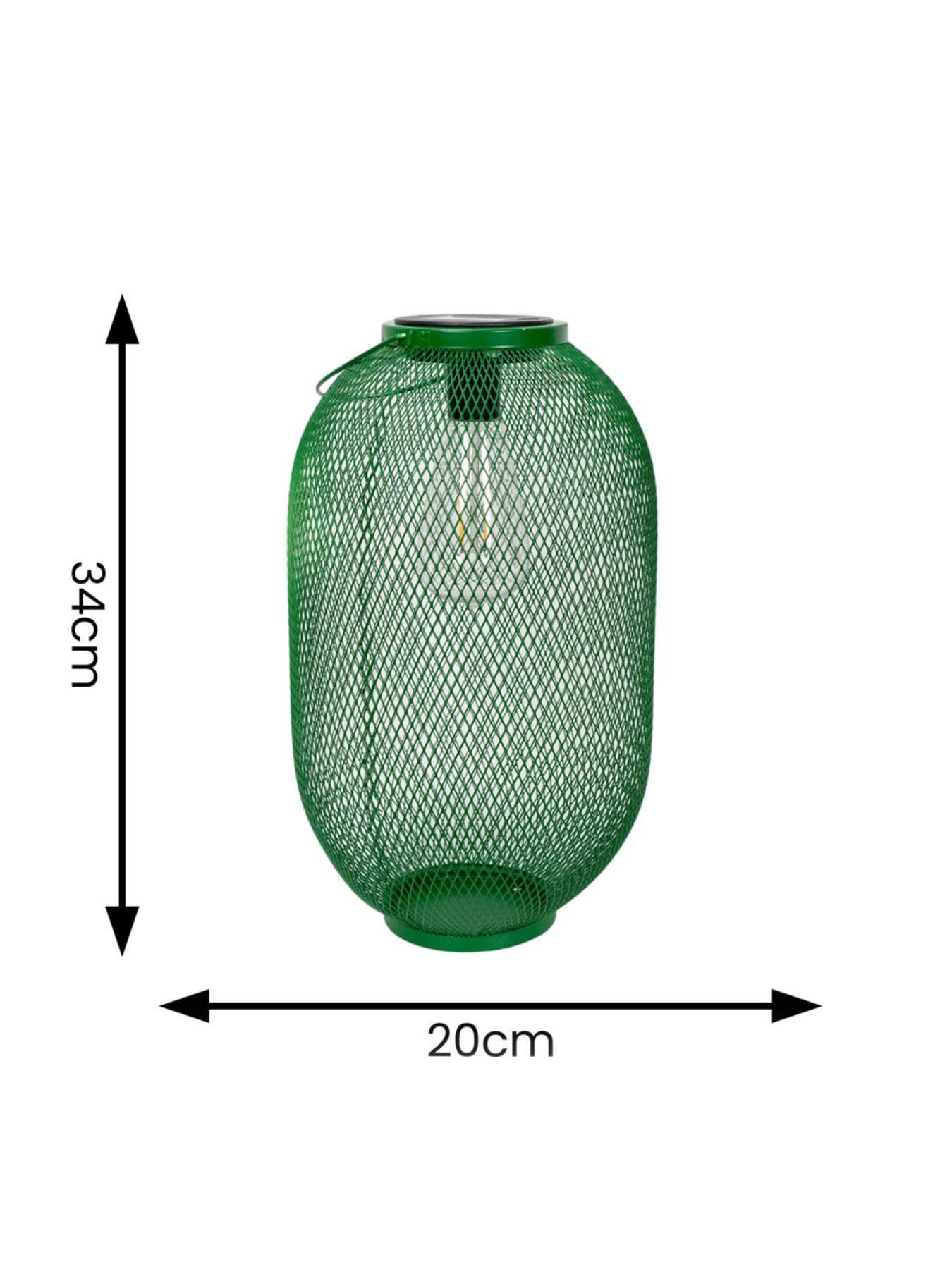 Image 5 of 5 of ValueLights Dark Green Metal Mesh Basket Solar Powered Lantern