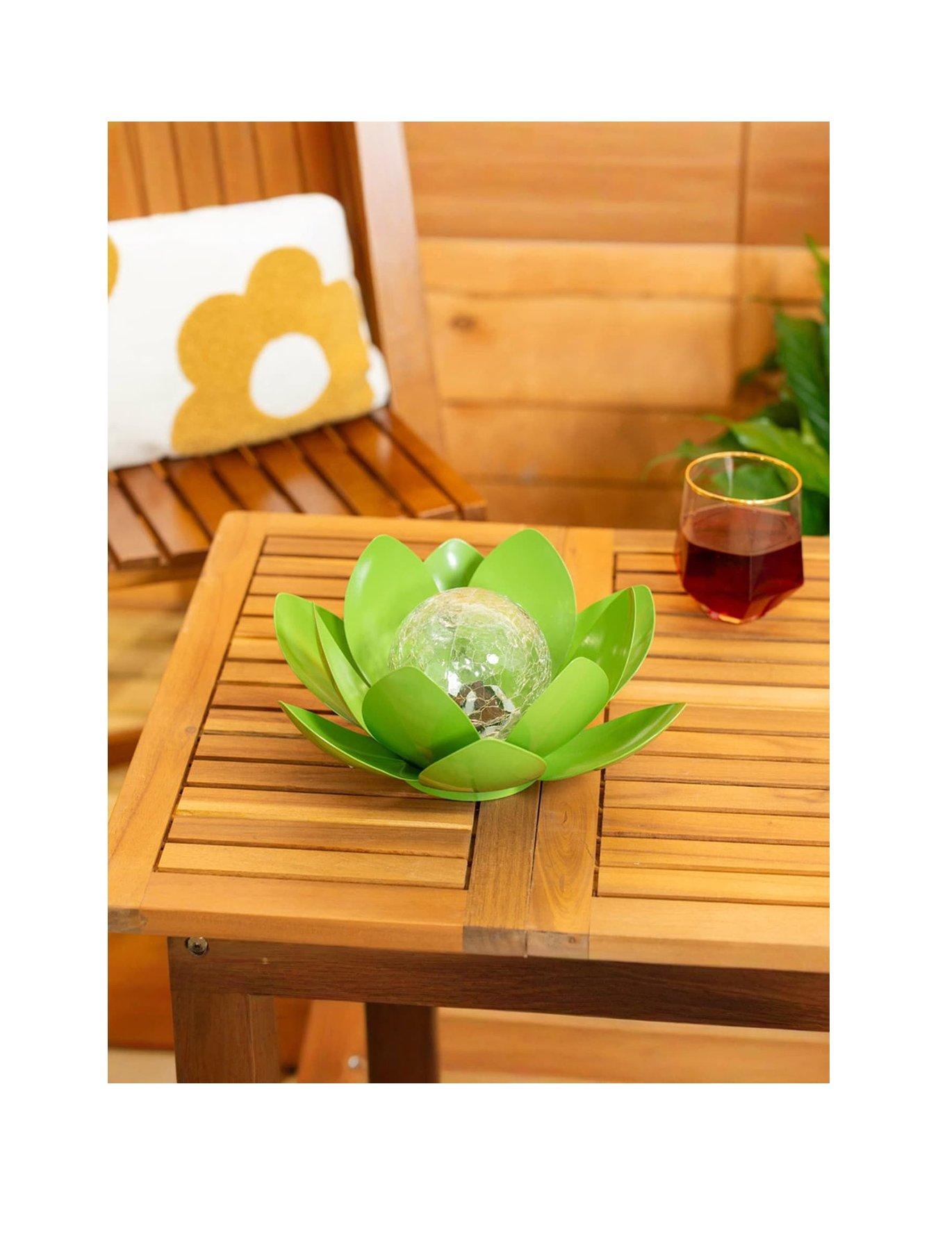 Image 2 of 4 of ValueLights Green Waterlily Lotus Flower Solar Powered Light