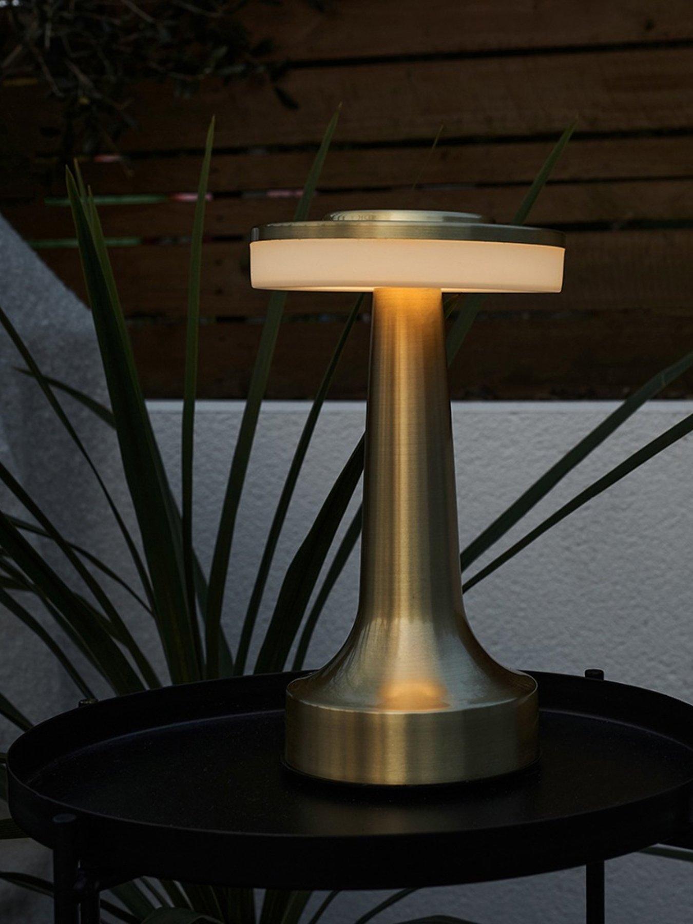 Image 1 of 4 of ValueLights Talence Pair of Brass Rechargeable Dimmable Table Lamps