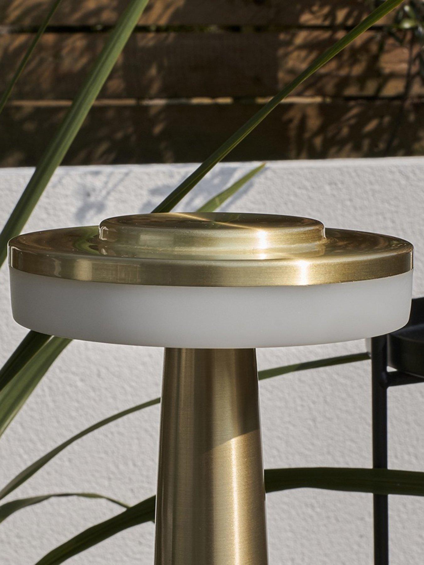 Image 3 of 4 of ValueLights Talence Pair of Brass Rechargeable Dimmable Table Lamps