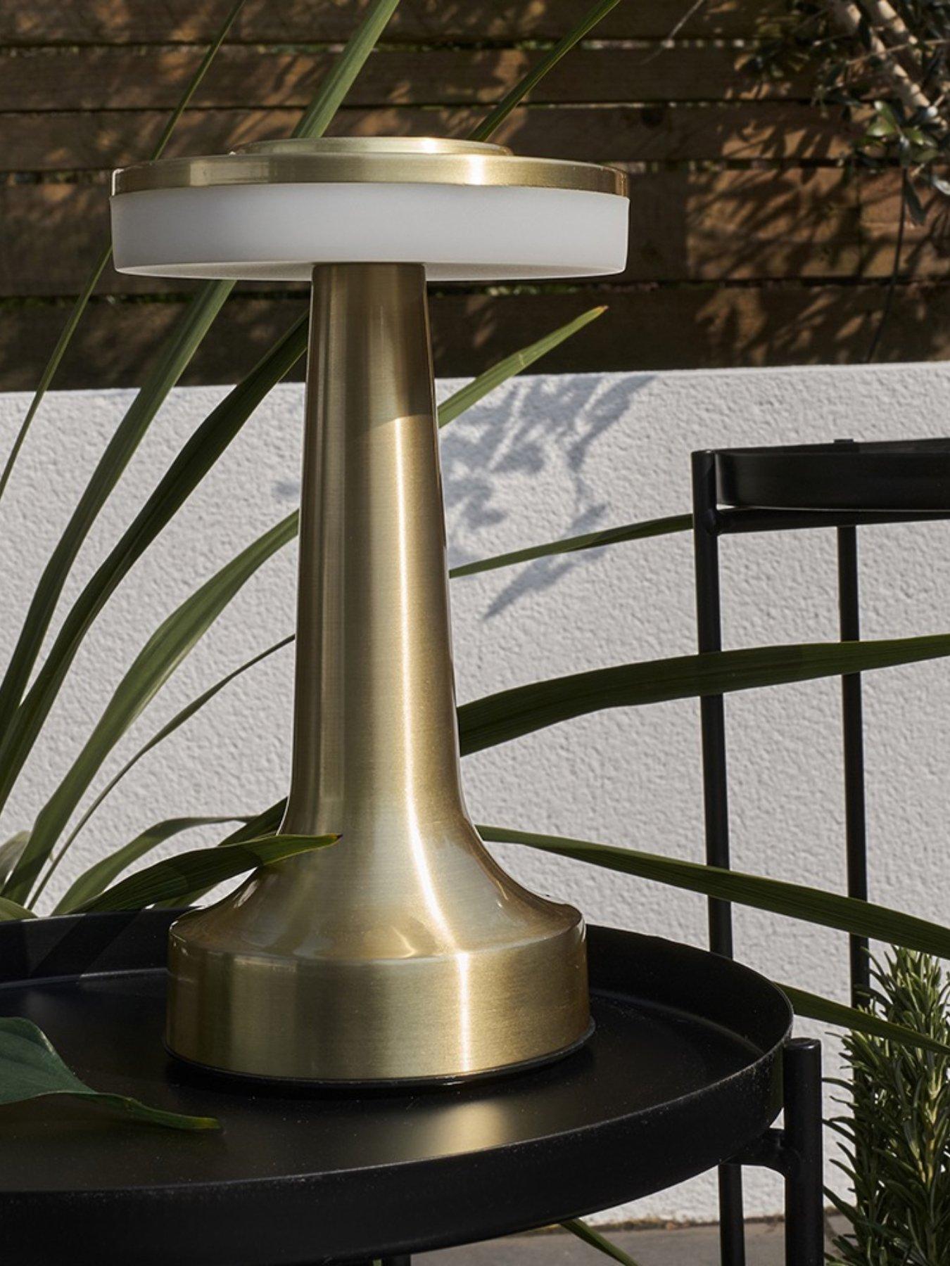 Image 4 of 4 of ValueLights Talence Pair of Brass Rechargeable Dimmable Table Lamps