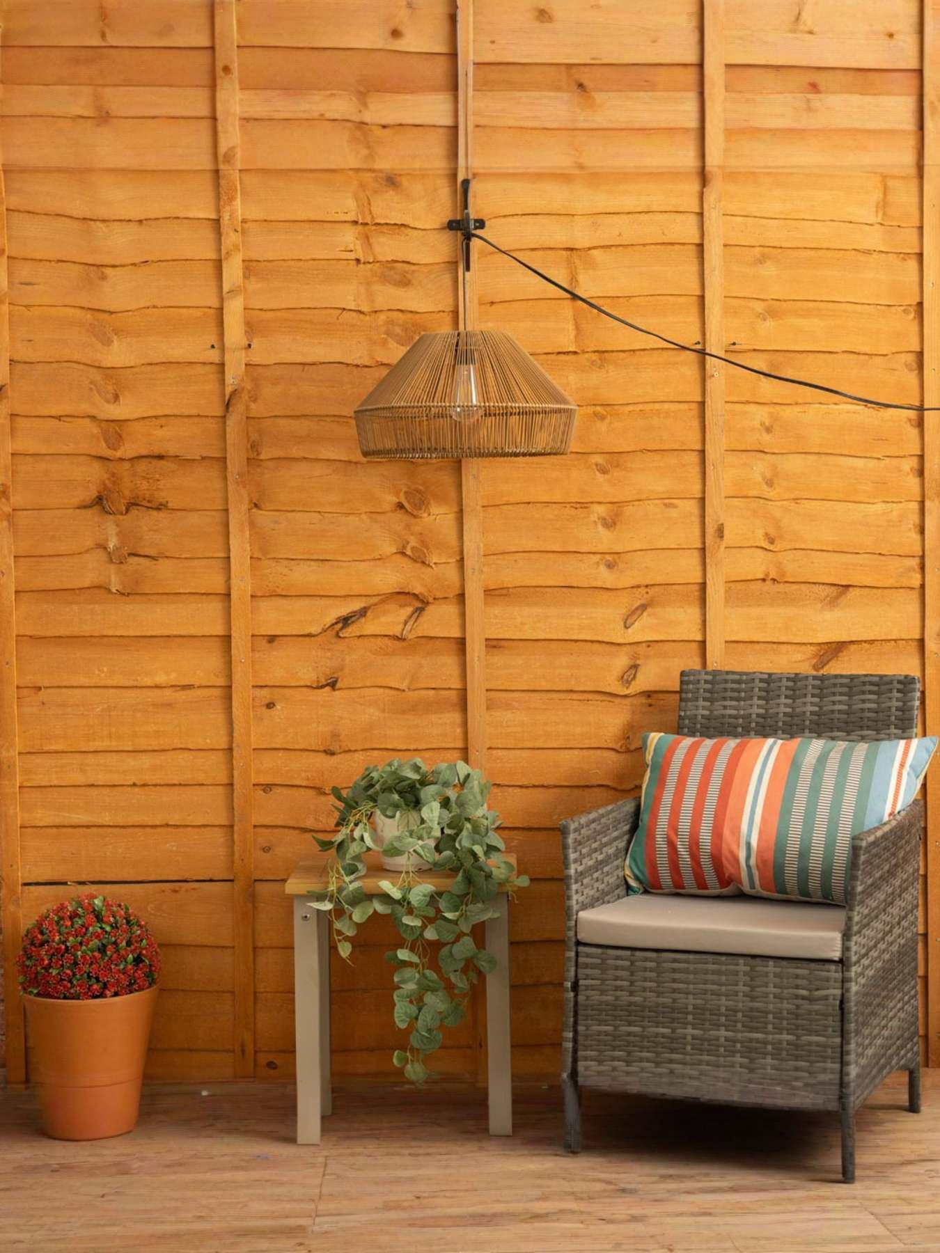 Image 1 of 5 of ValueLights Solar Powered Natural Rattan Pendant Lamp