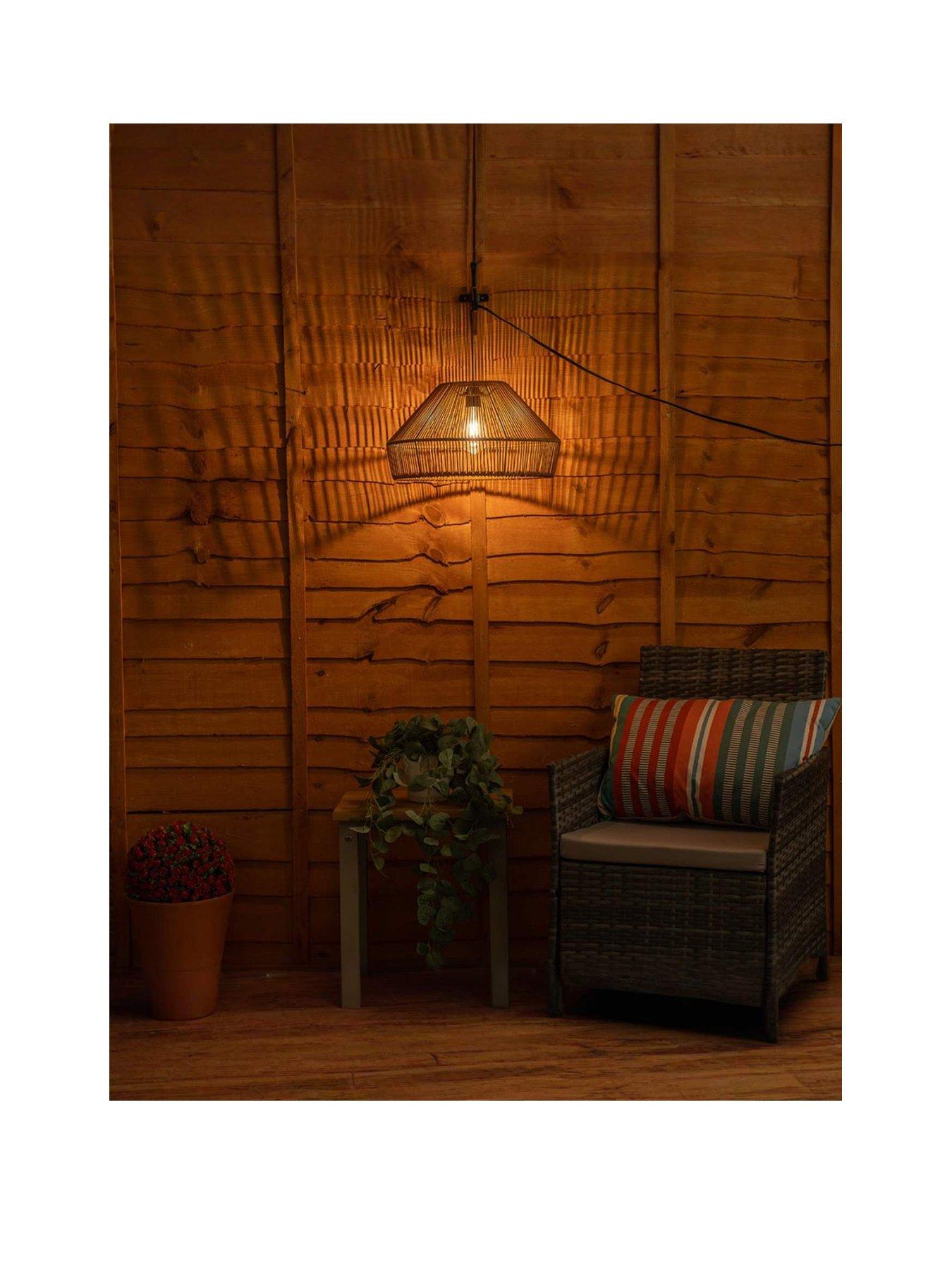 Image 2 of 5 of ValueLights Solar Powered Natural Rattan Pendant Lamp