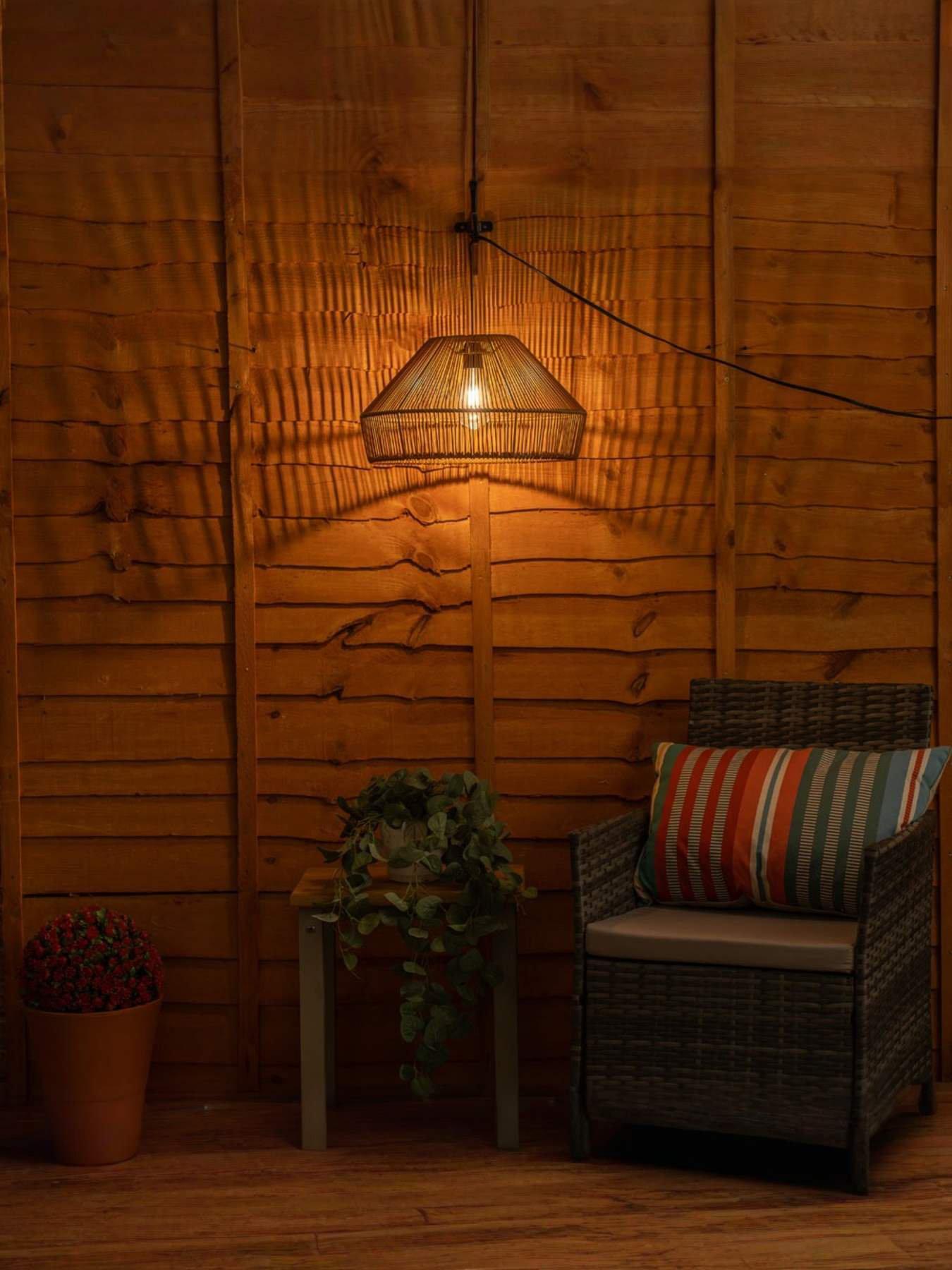 Image 4 of 5 of ValueLights Solar Powered Natural Rattan Pendant Lamp