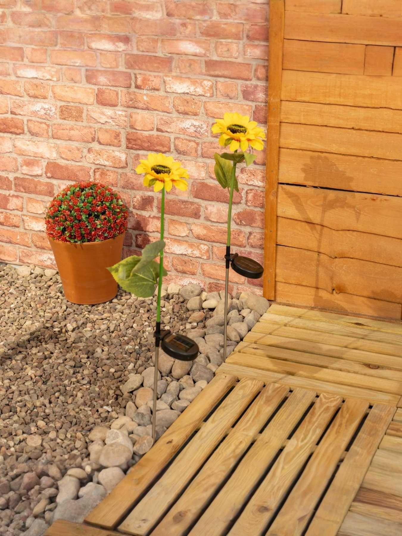 undefined Yellow Sunflower Solar Powered Stake Lights - Pack of 2