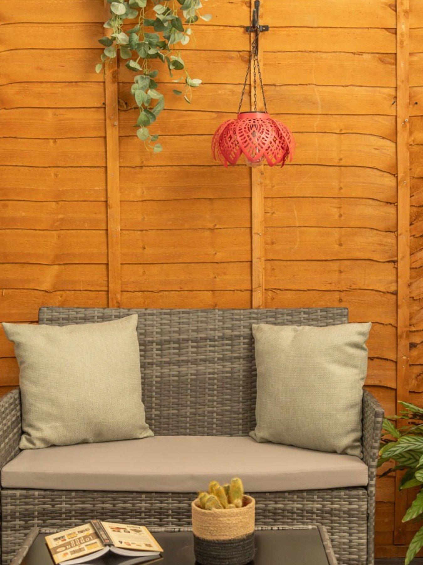Image 3 of 5 of ValueLights Coral Artichoke Solar Powered Hanging Lantern Light