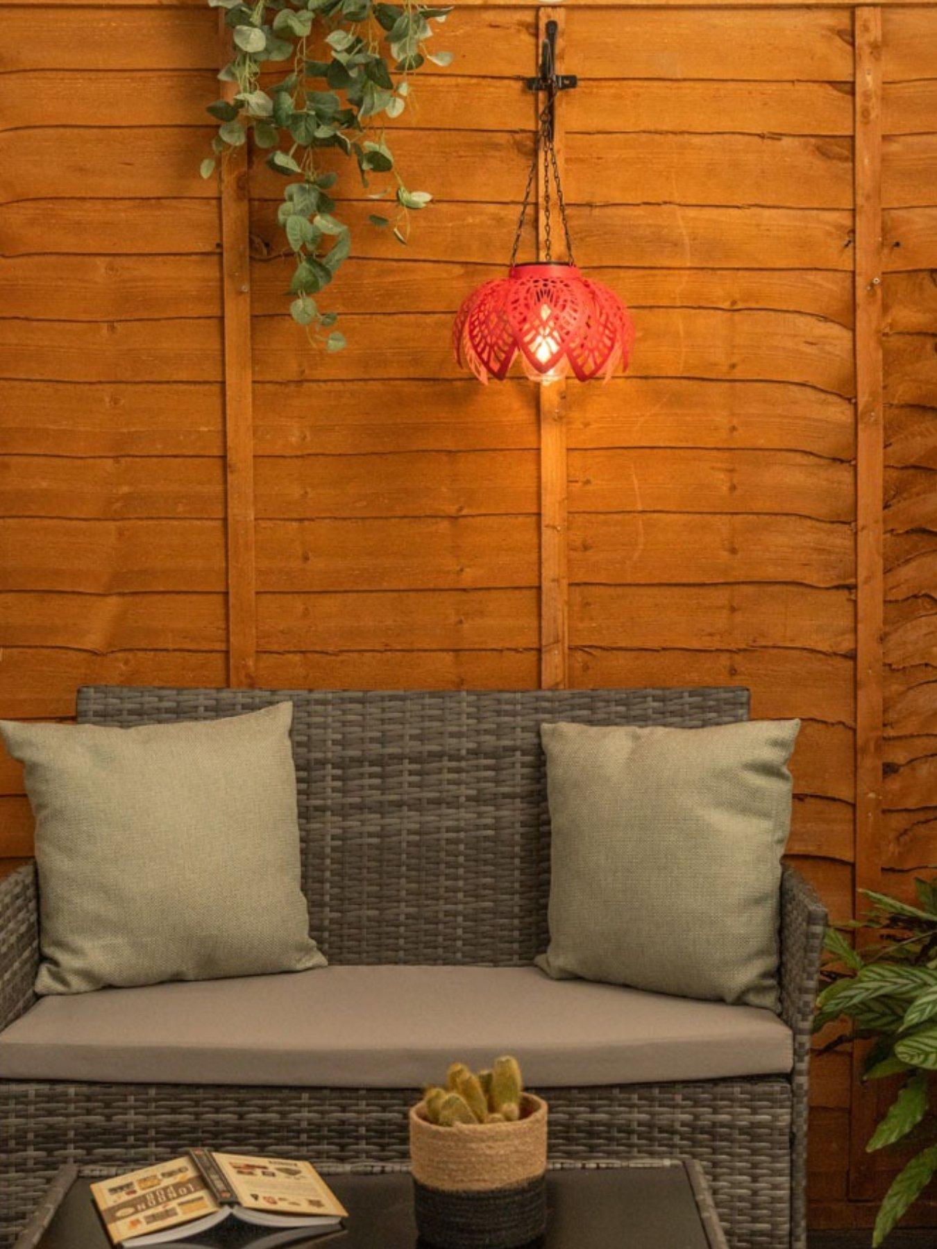 Image 4 of 5 of ValueLights Coral Artichoke Solar Powered Hanging Lantern Light