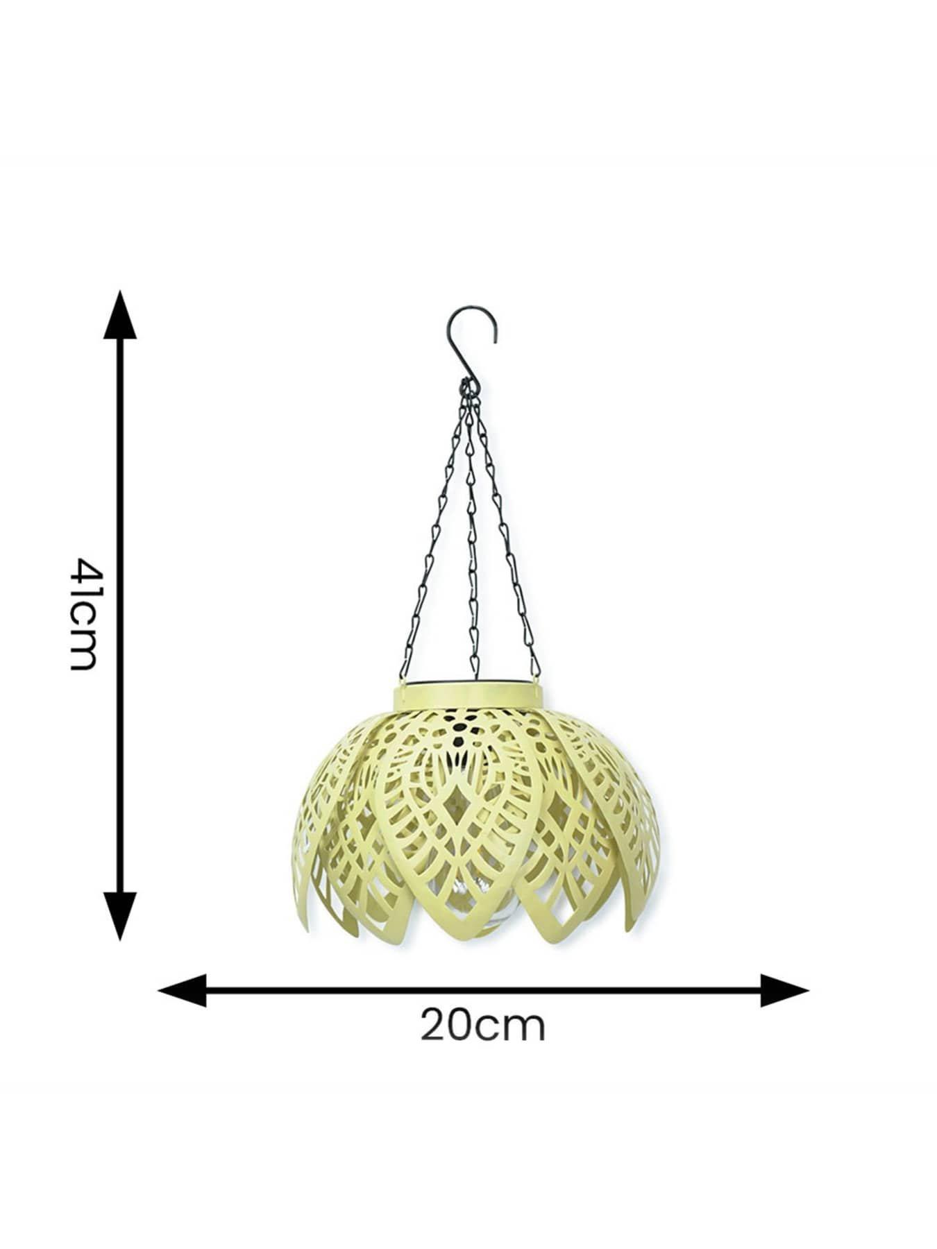 Image 6 of 6 of ValueLights Yellow Artichoke Solar Powered Hanging Lantern Light