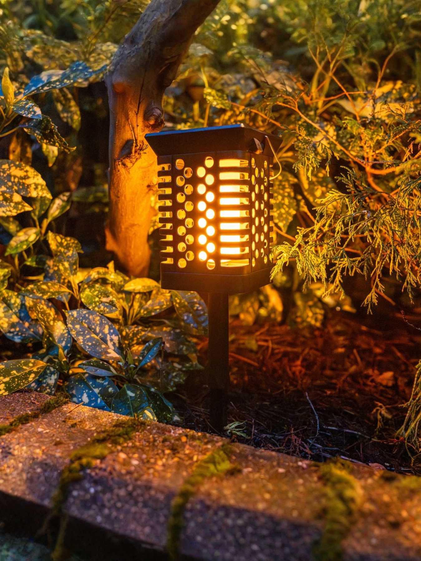 Image 1 of 5 of ValueLights Multi Function Flame Effect Solar Lantern/Stake Light