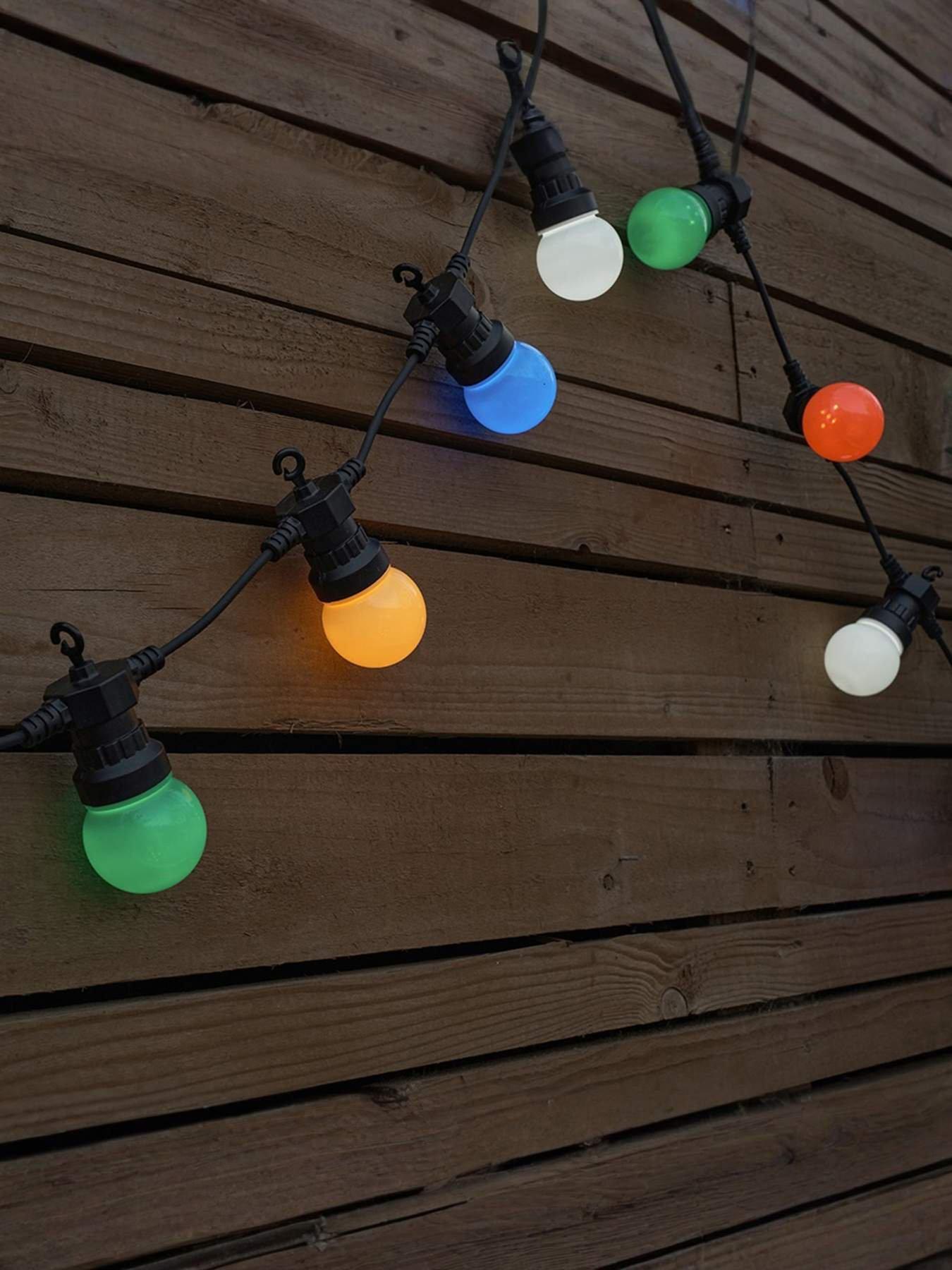 undefined Multi Coloured IP44 5.7m LED Festoon Lights - Set of 20
