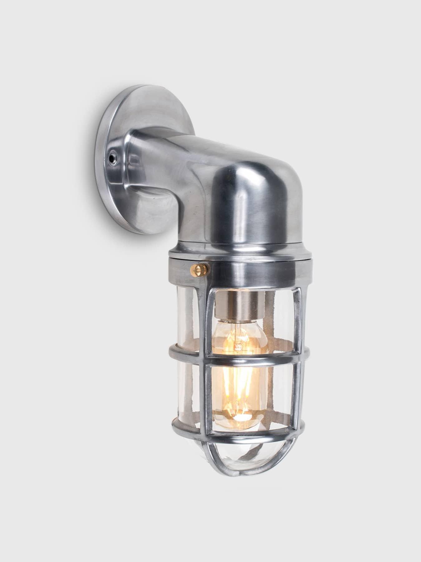 Image 1 of 6 of ValueLights Quay Polished Aluminium IP44 Nautical Outdoor Wall Light
