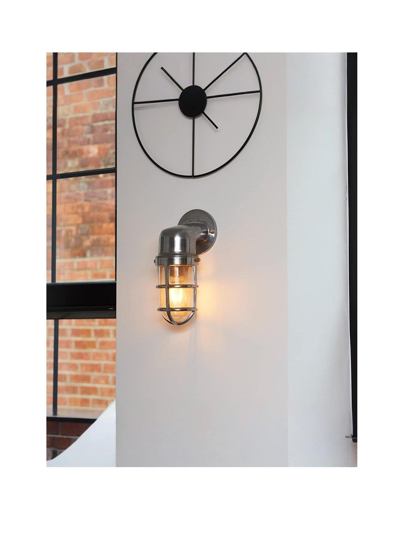 Image 2 of 6 of ValueLights Quay Polished Aluminium IP44 Nautical Outdoor Wall Light