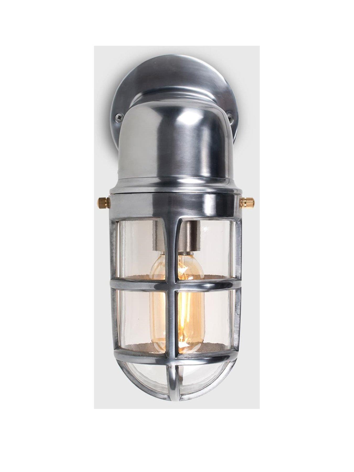 Image 3 of 6 of ValueLights Quay Polished Aluminium IP44 Nautical Outdoor Wall Light